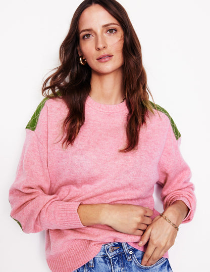 Pullover mit gesteppten Aufnähern-Pink Icing