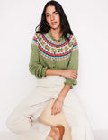 Fae Fair-Isle-Cardigan mit Rüschen-Aquamarine