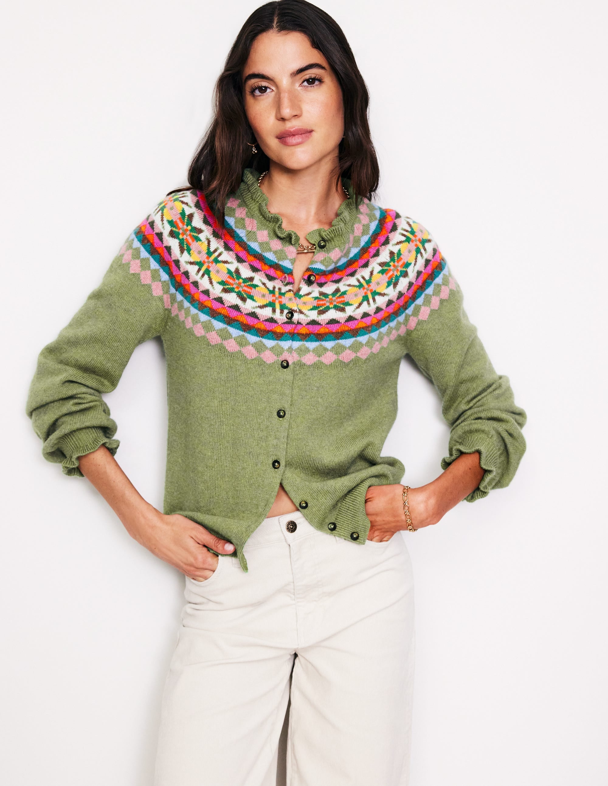 Fae Fair-Isle-Cardigan mit Rüschen-Aquamarine - Image 4