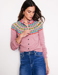 Cardigan Fae à volants et motif jacquard-Pink Icing