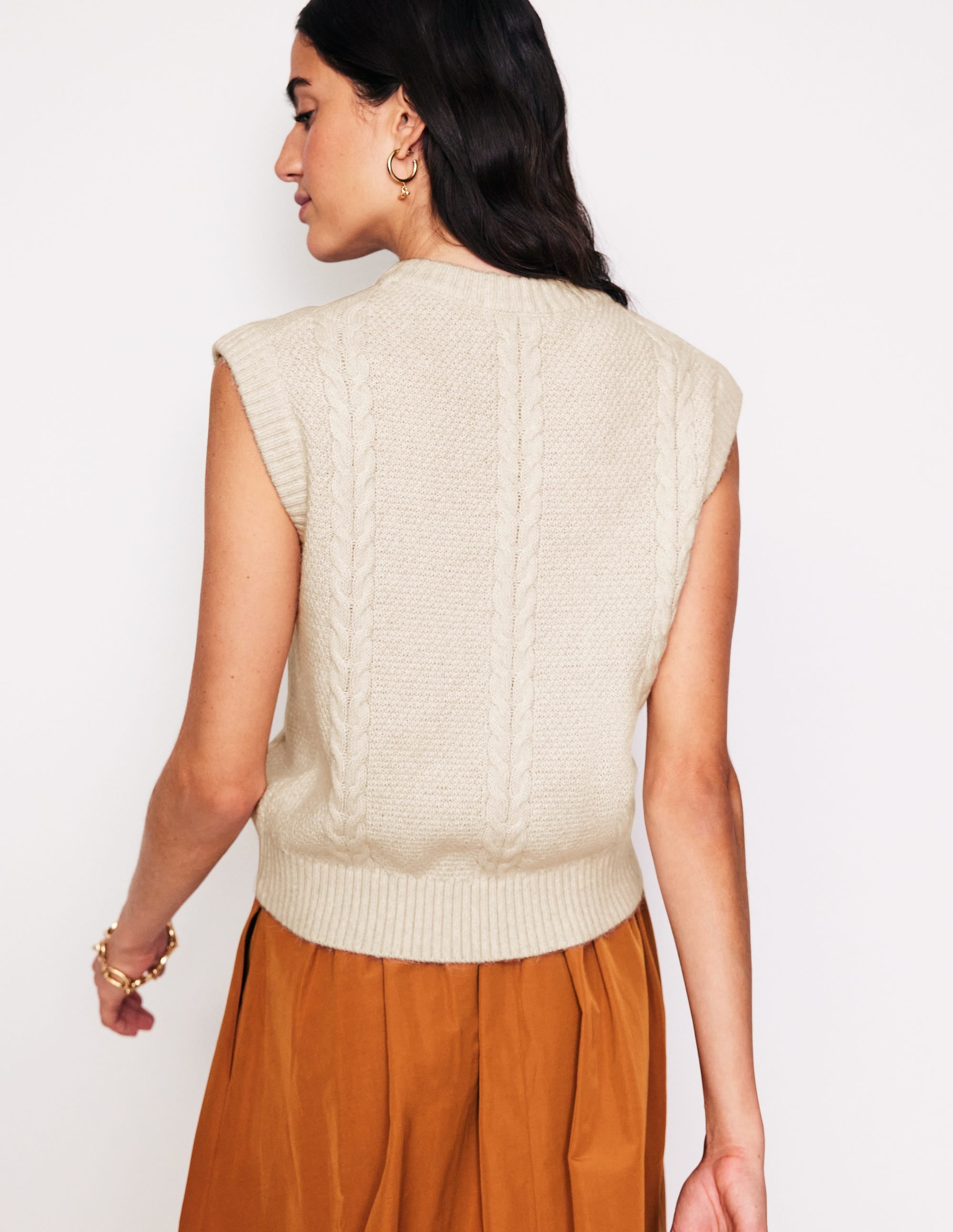 Débardeur brodé en maille torsadée-Black - Image 3