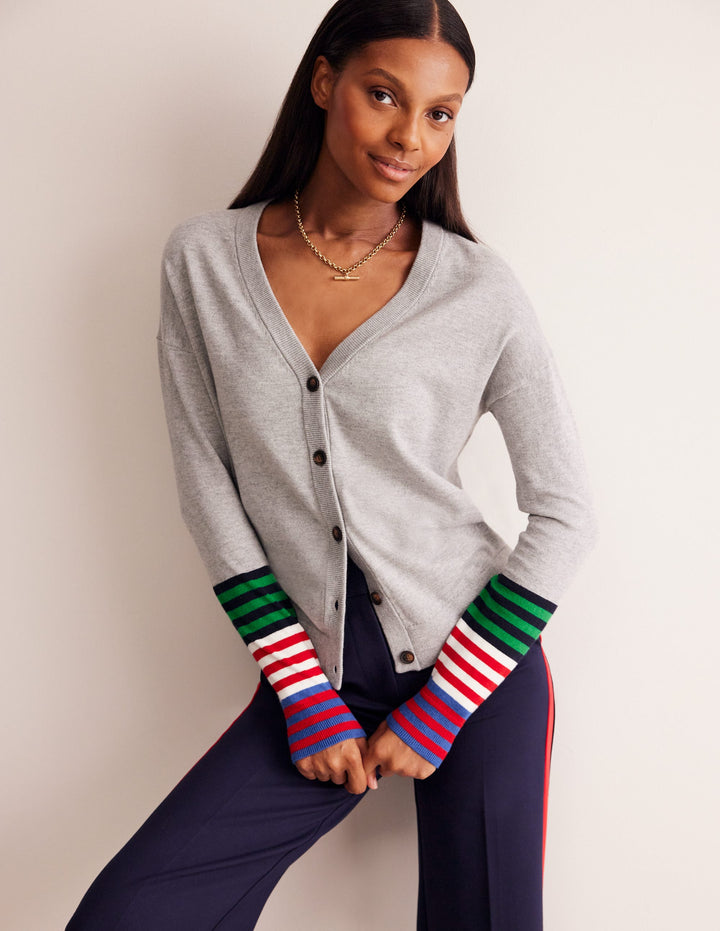 Annie Cardigan-Blaugrau Meliert