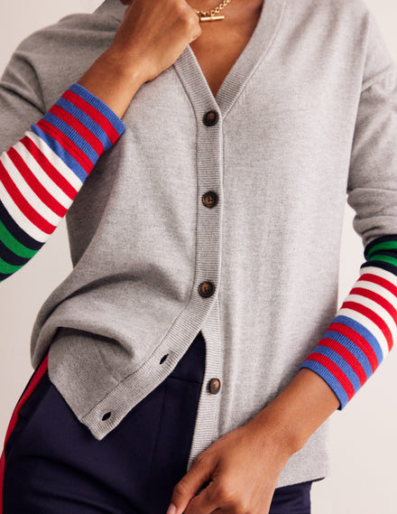 Annie Cardigan-Blaugrau Meliert