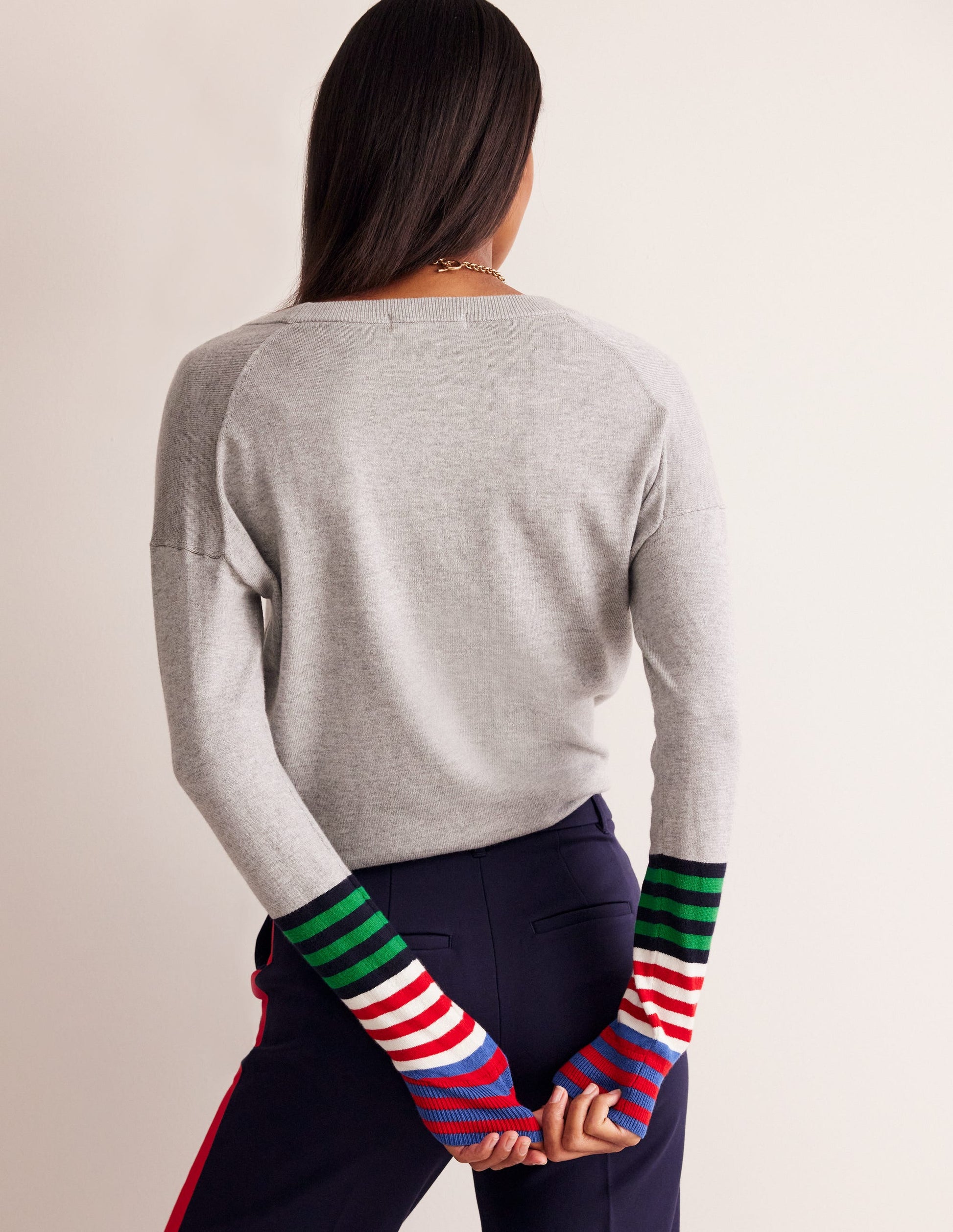 Annie Cardigan-Blaugrau Meliert-3