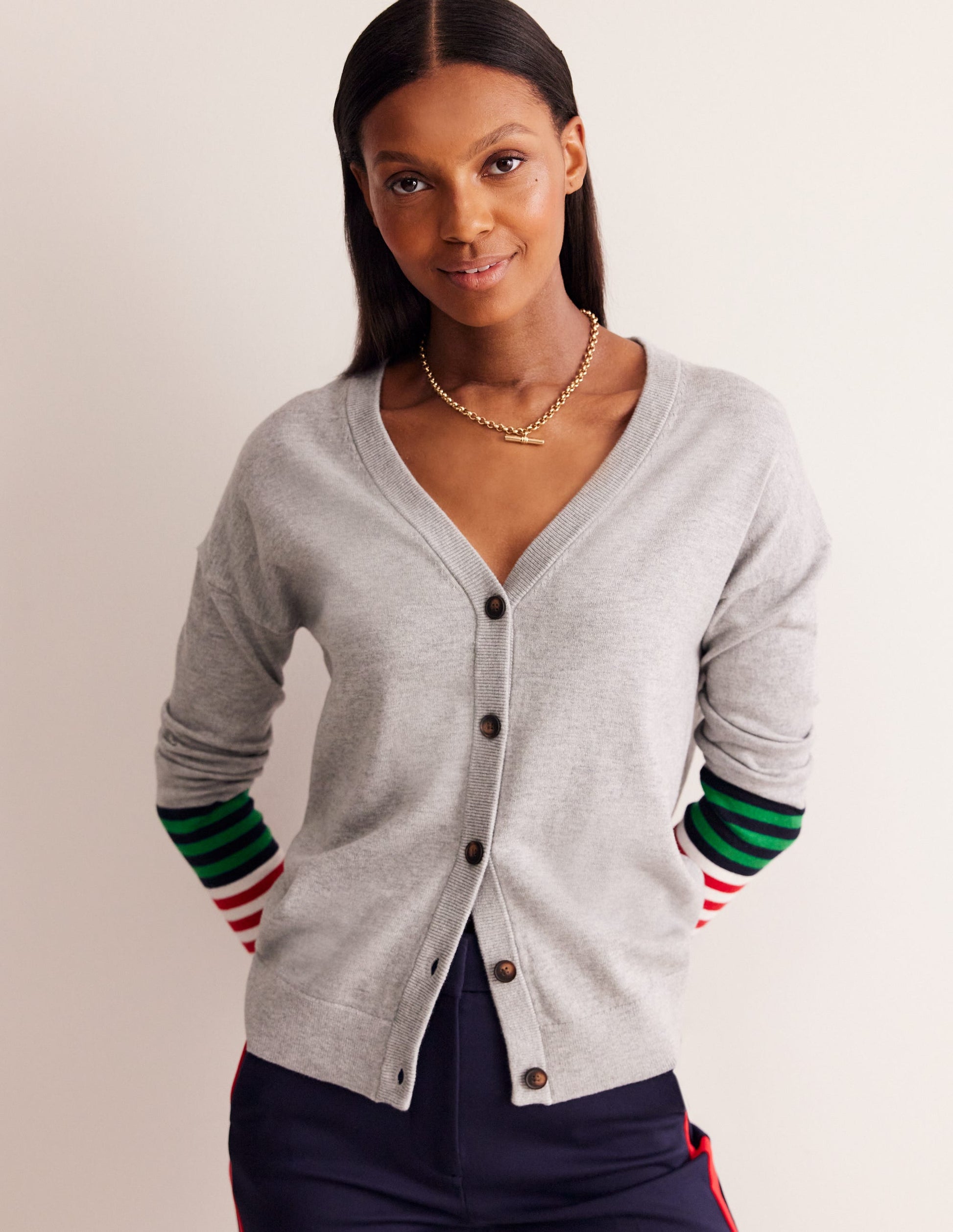 Annie Cardigan-Blaugrau Meliert-4