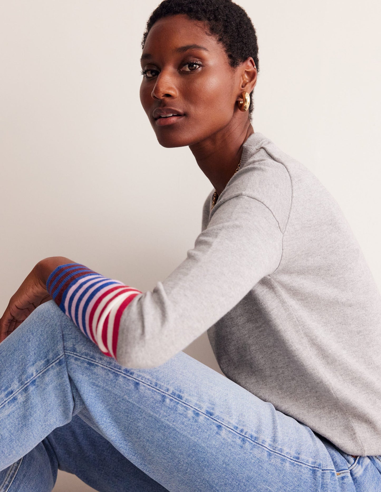 Annie Pullover-Blaugrau Meliert
