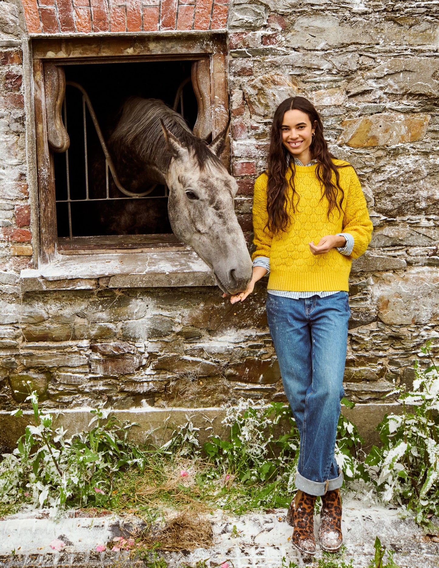 Chunky Pointelle Jumper-Pineapple Yellow