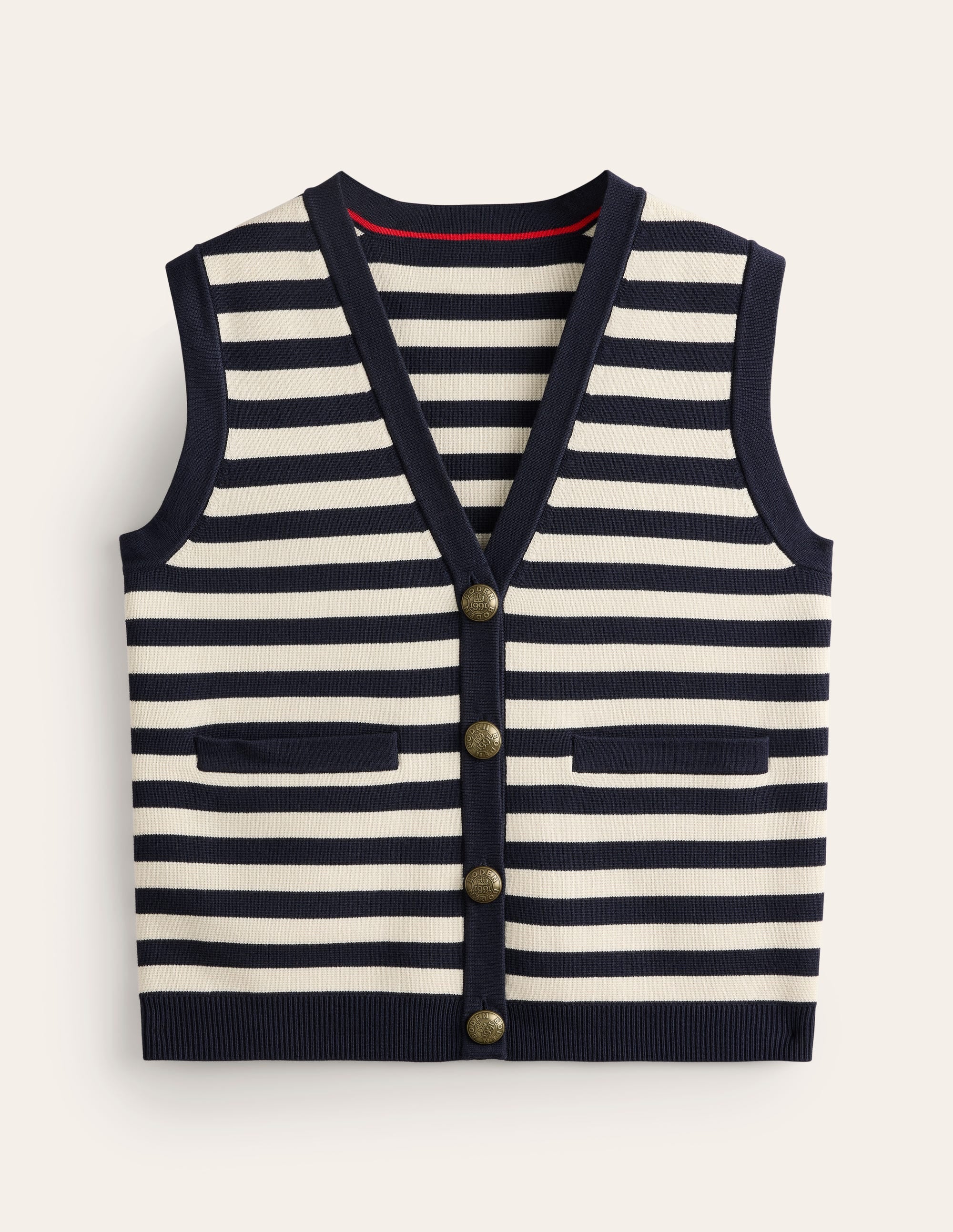 Holly Knitted Waistcoat-Navy and Ivory Stripe - Image 4