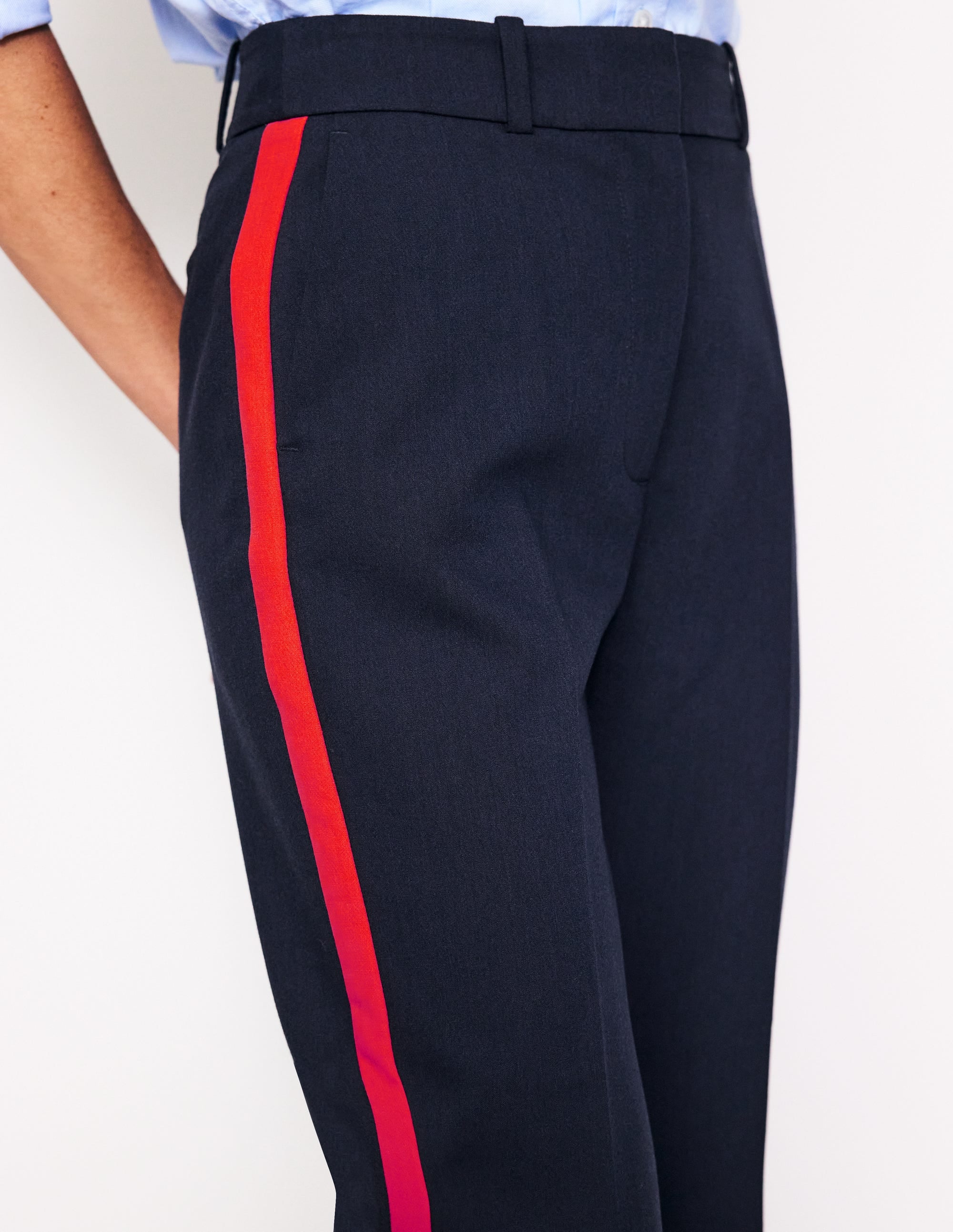 Pantalon Kew rayé sur les côtés-Bleu marine à rayures latérales - Image 2