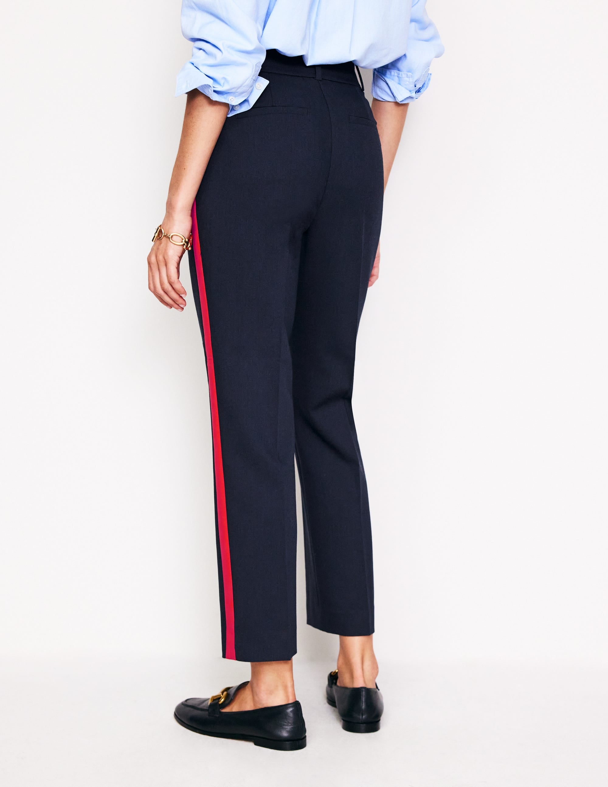 Pantalon Kew rayé sur les côtés-Bleu marine à rayures latérales - Image 3