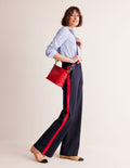 Pantalon Westbourne en point de Rome-Bleu marine à rayures latérales
