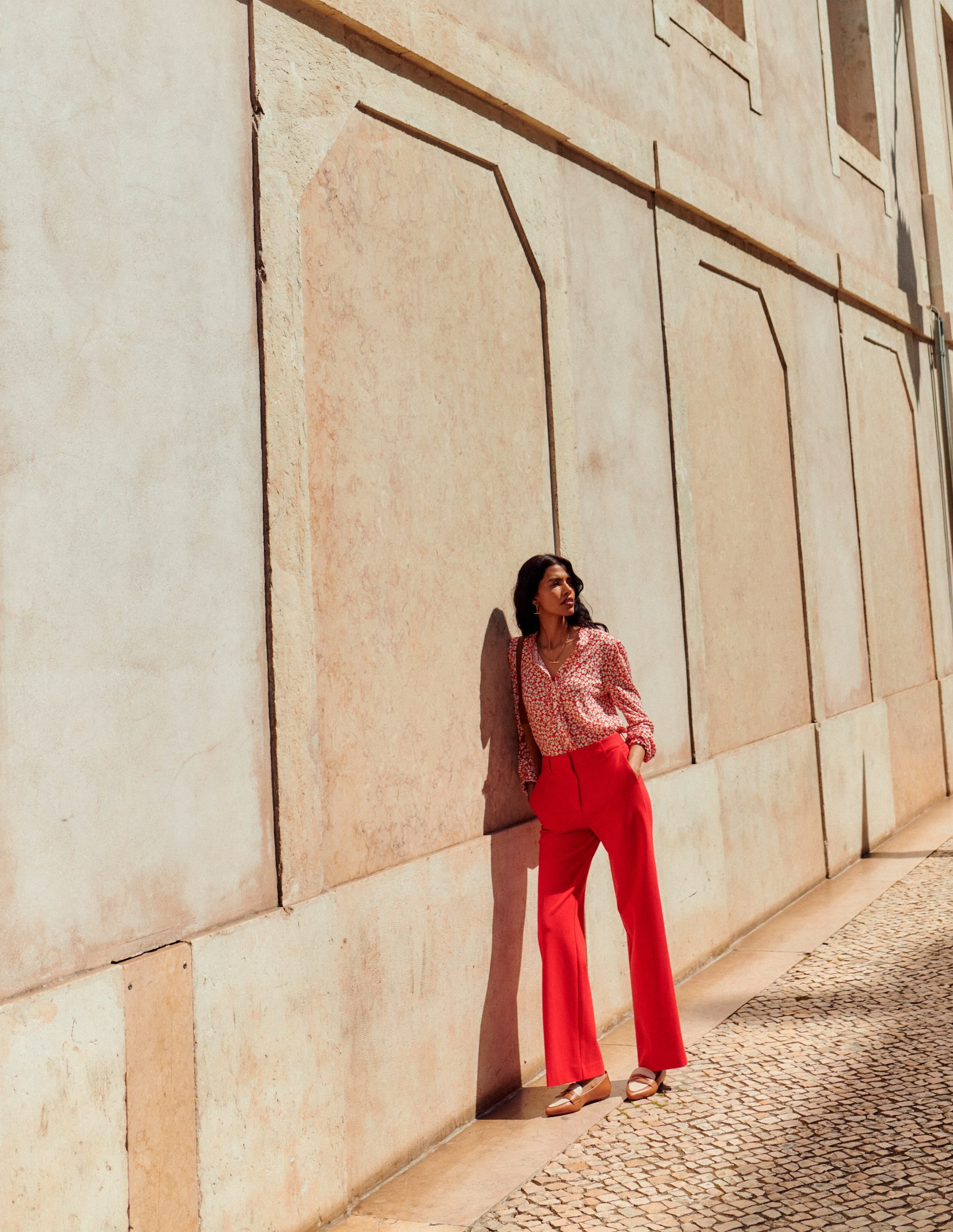 Pantalon Westbourne en point de Rome-Colourblock piment - Image 5