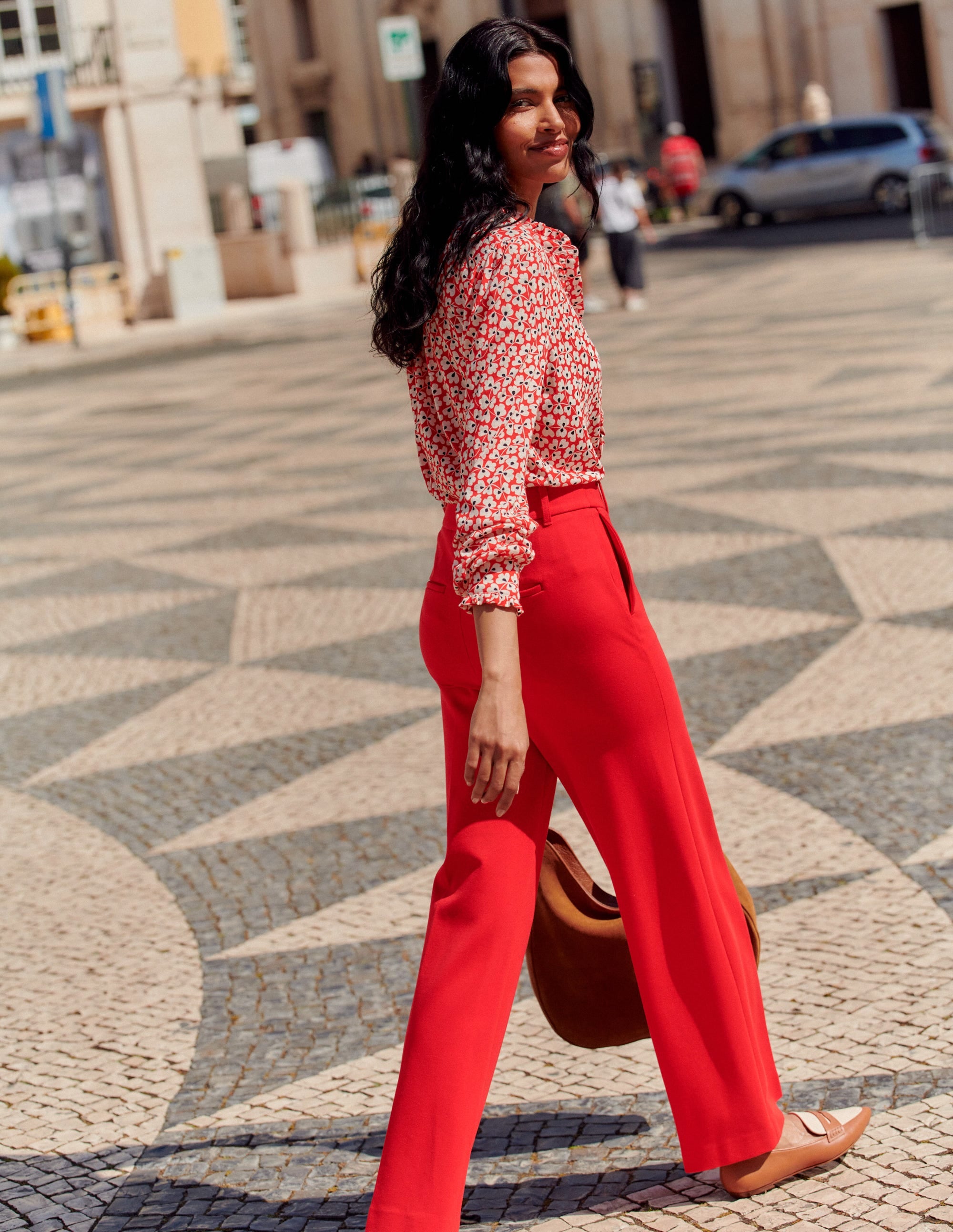 Pantalon Westbourne en point de Rome-Colourblock piment - Image 6