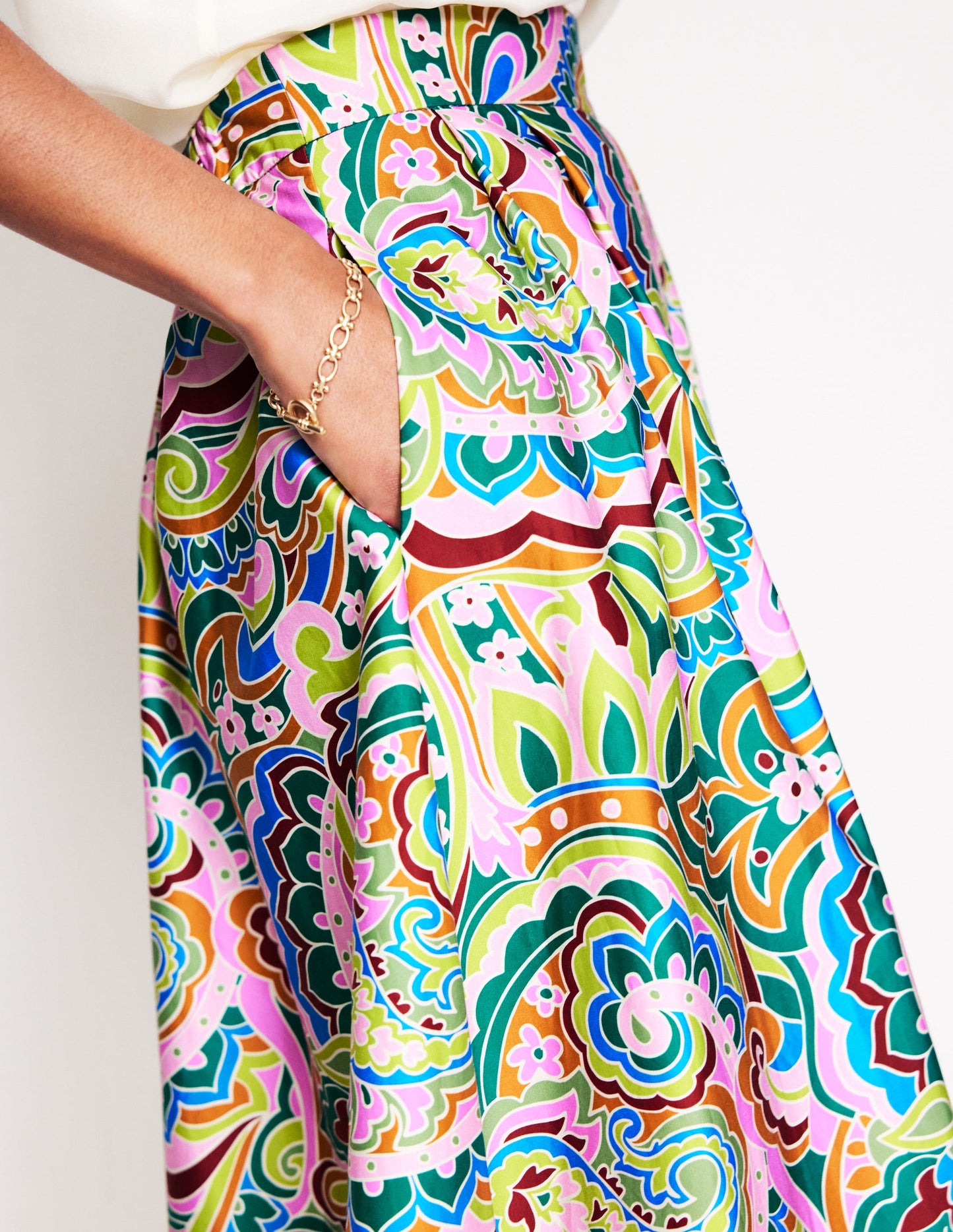 Isabella Rock aus Baumwollsatin-Bunt, Motiv Paisley Pome