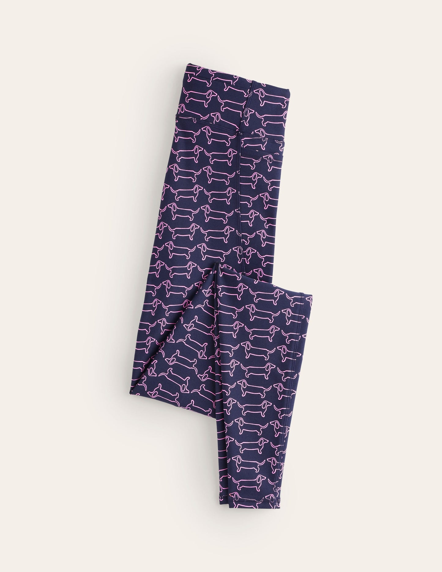 Leggings mit hohem Bund und Tasche-Navy, Dackel