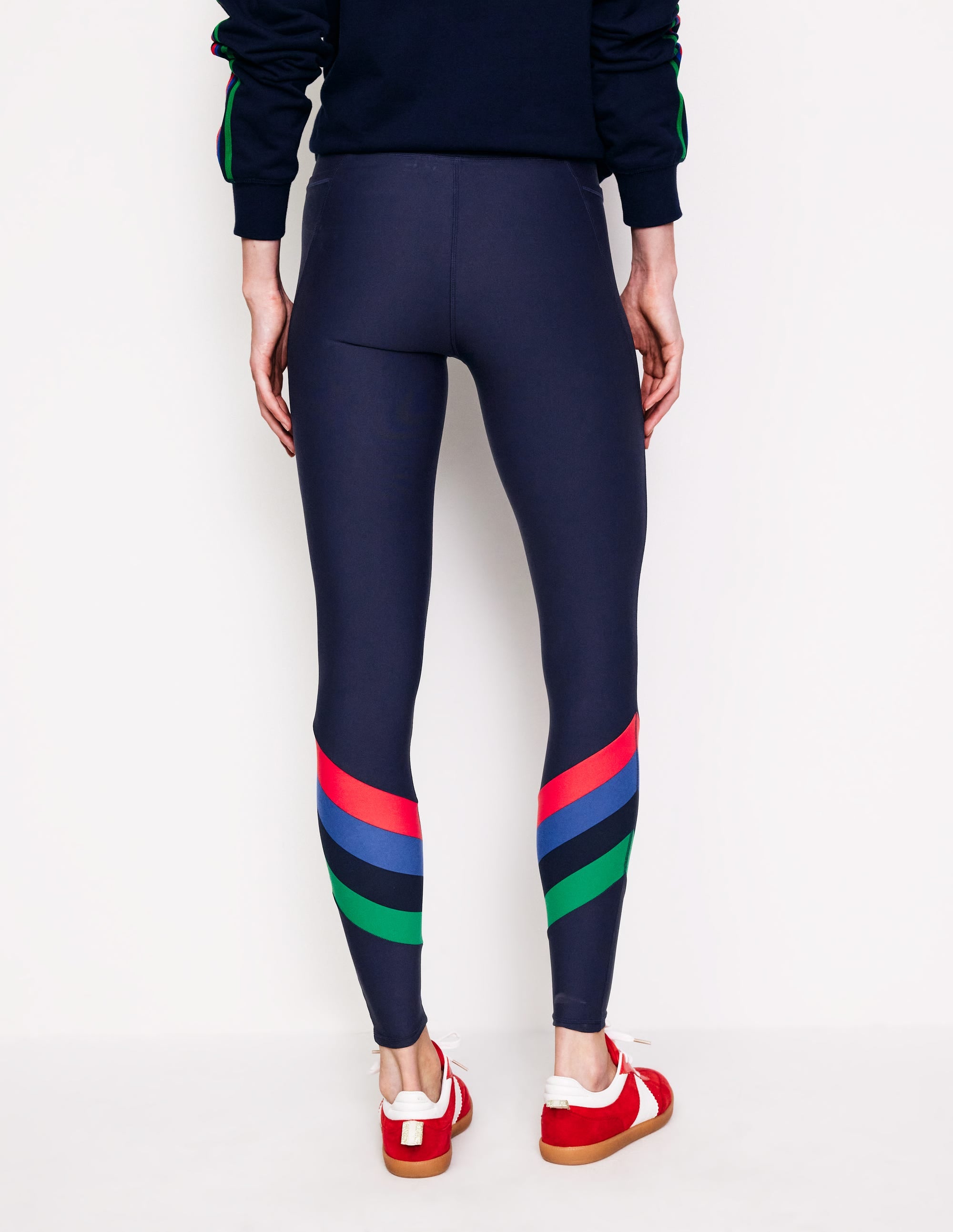 Leggings mit hohem Bund und Tasche-Dunkelblau/Streifen - Image 3