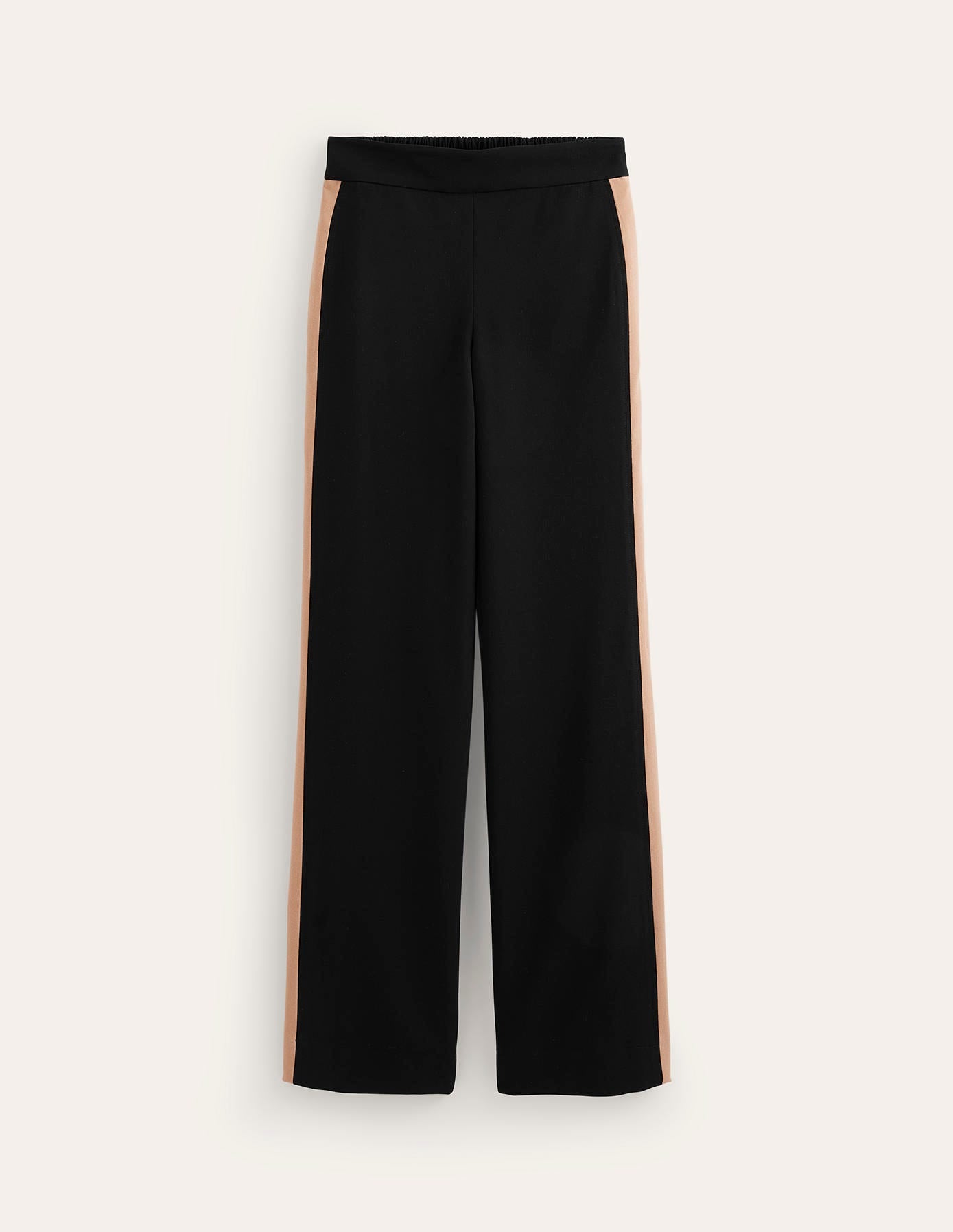 Pull On Side Stripe Trousers-Black with Camel Stripe