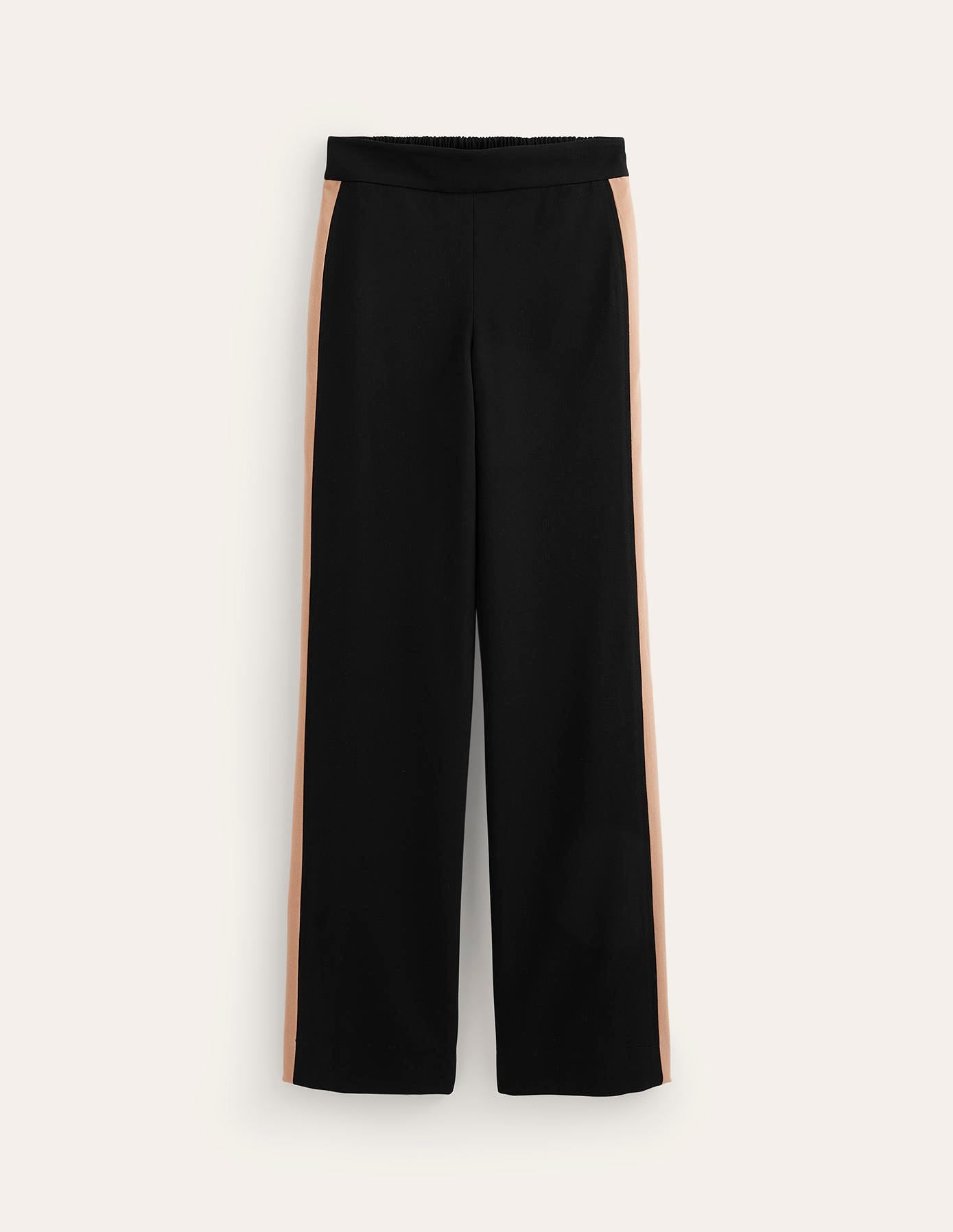 Pull On Side Stripe Trousers-Black with Camel Stripe - Image 5