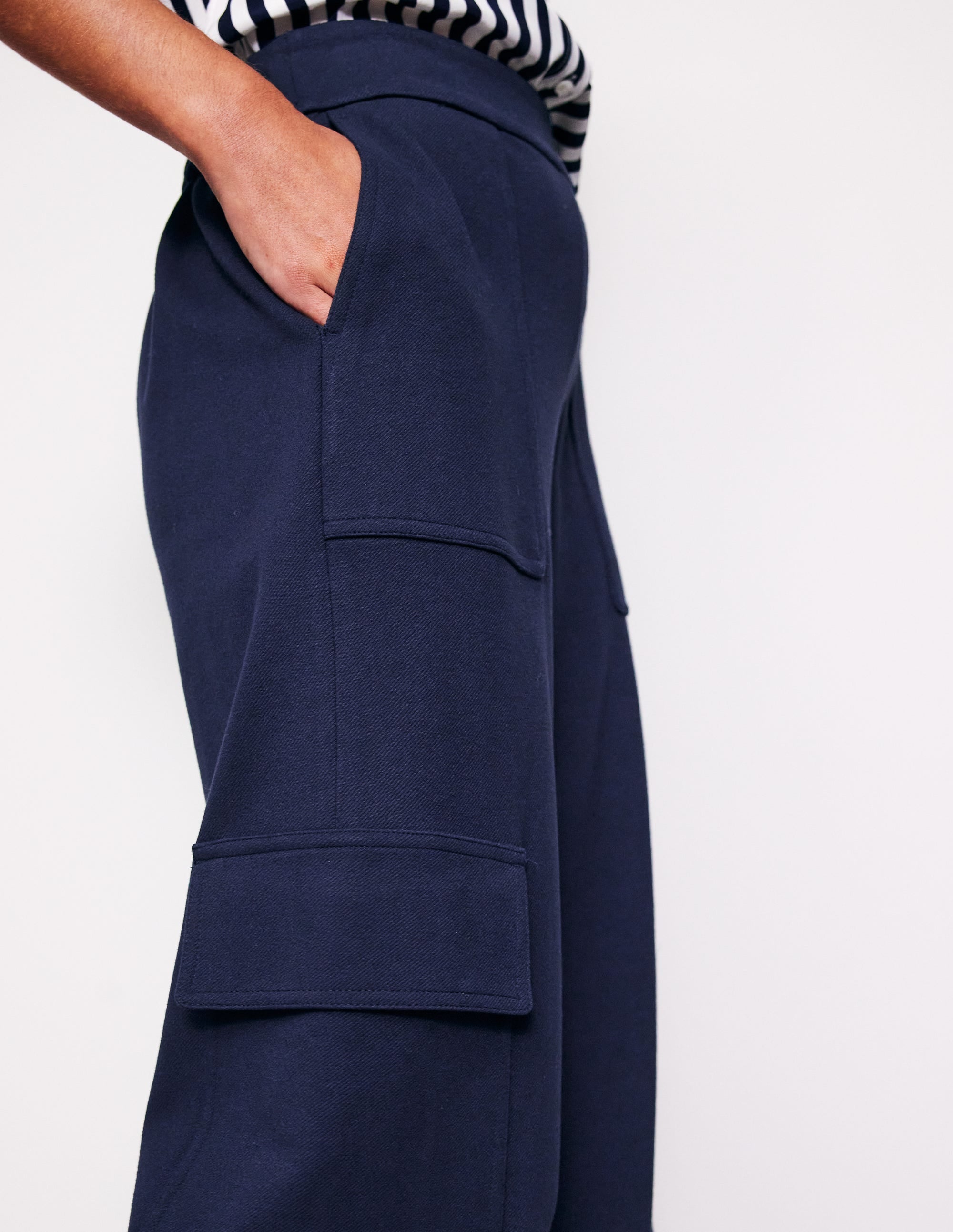 Ponte Twill Pull-on Trousers-Navy - Image 2