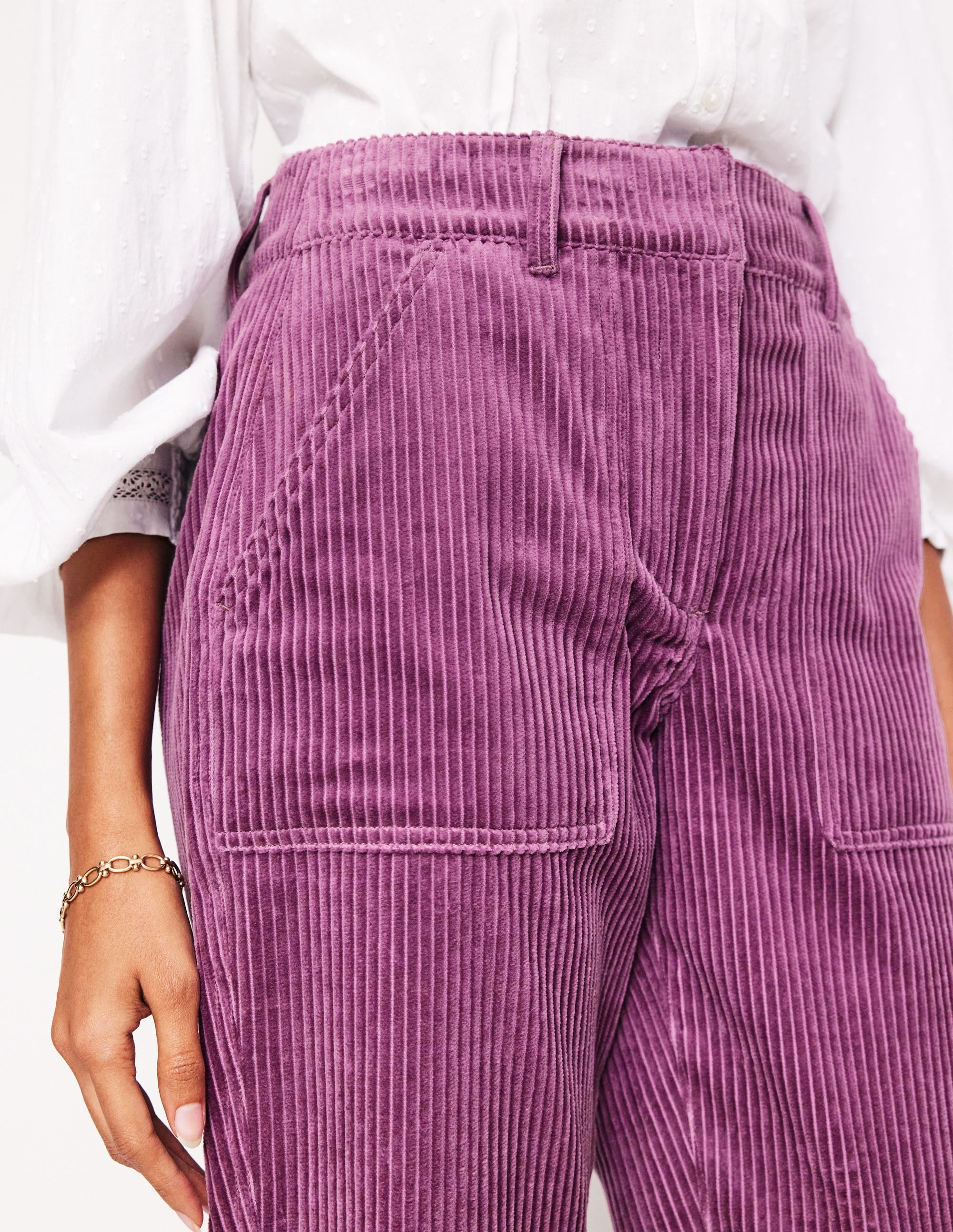 Pantalon cargo fuselé en velours côtelé-Chardon violet - Image 2