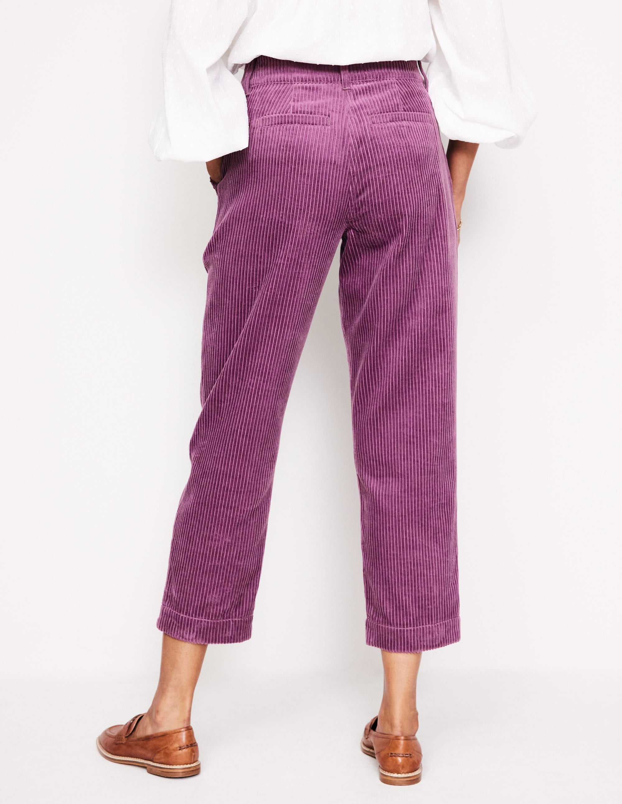 Pantalon cargo fuselé en velours côtelé-Chardon violet - Image 3