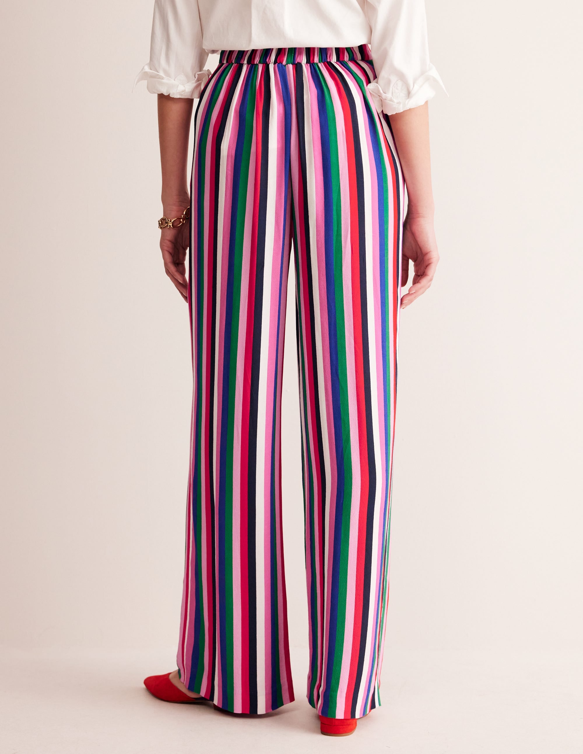 Wide Leg Pull-on Trousers-Rainbow Stripe - Image 3