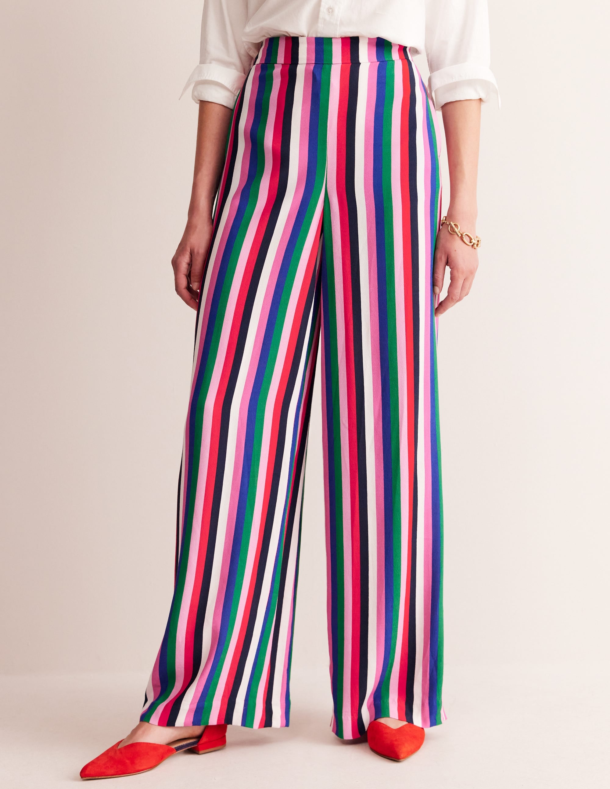 Wide Leg Pull-on Trousers-Rainbow Stripe - Image 4