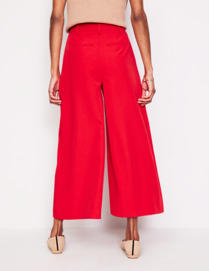 Tailored Cropped Trousers-Red