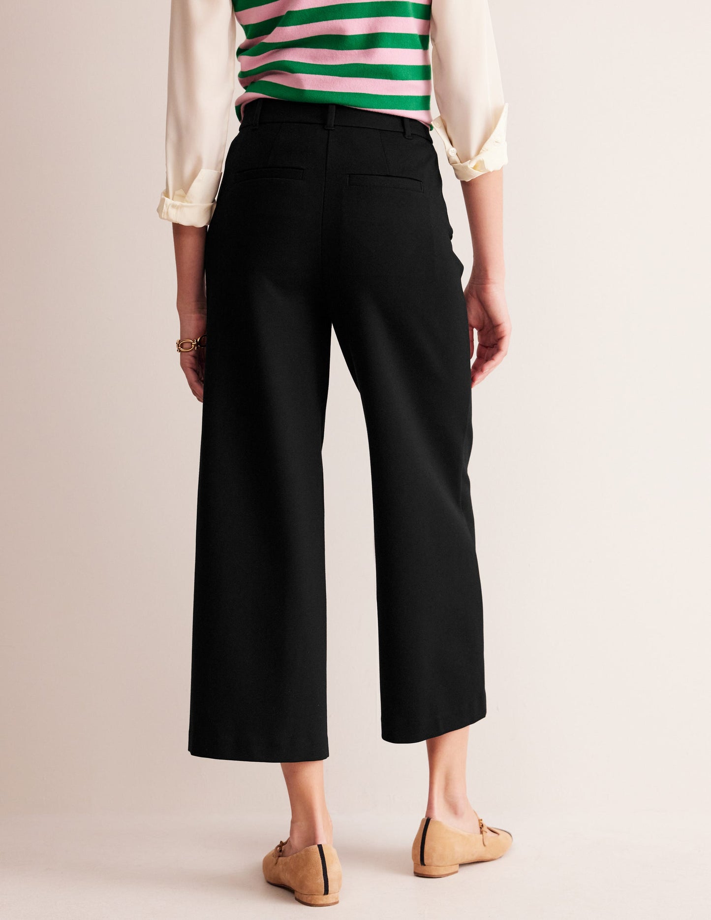 Ponte-Culottes mit weitem Bein-Schwarz