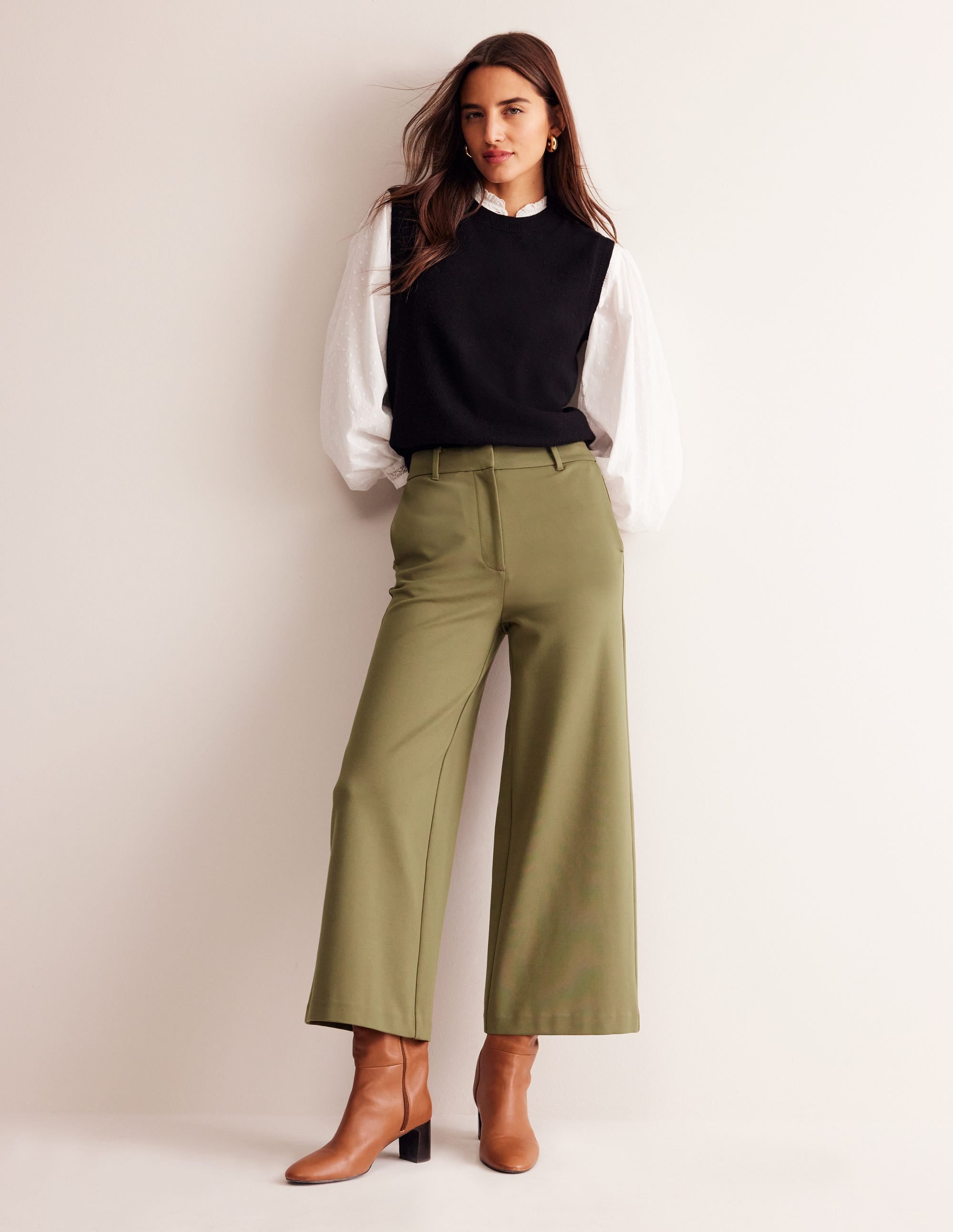 Jupe-culotte large en point de Rome-Mousse hivernale - Image 1