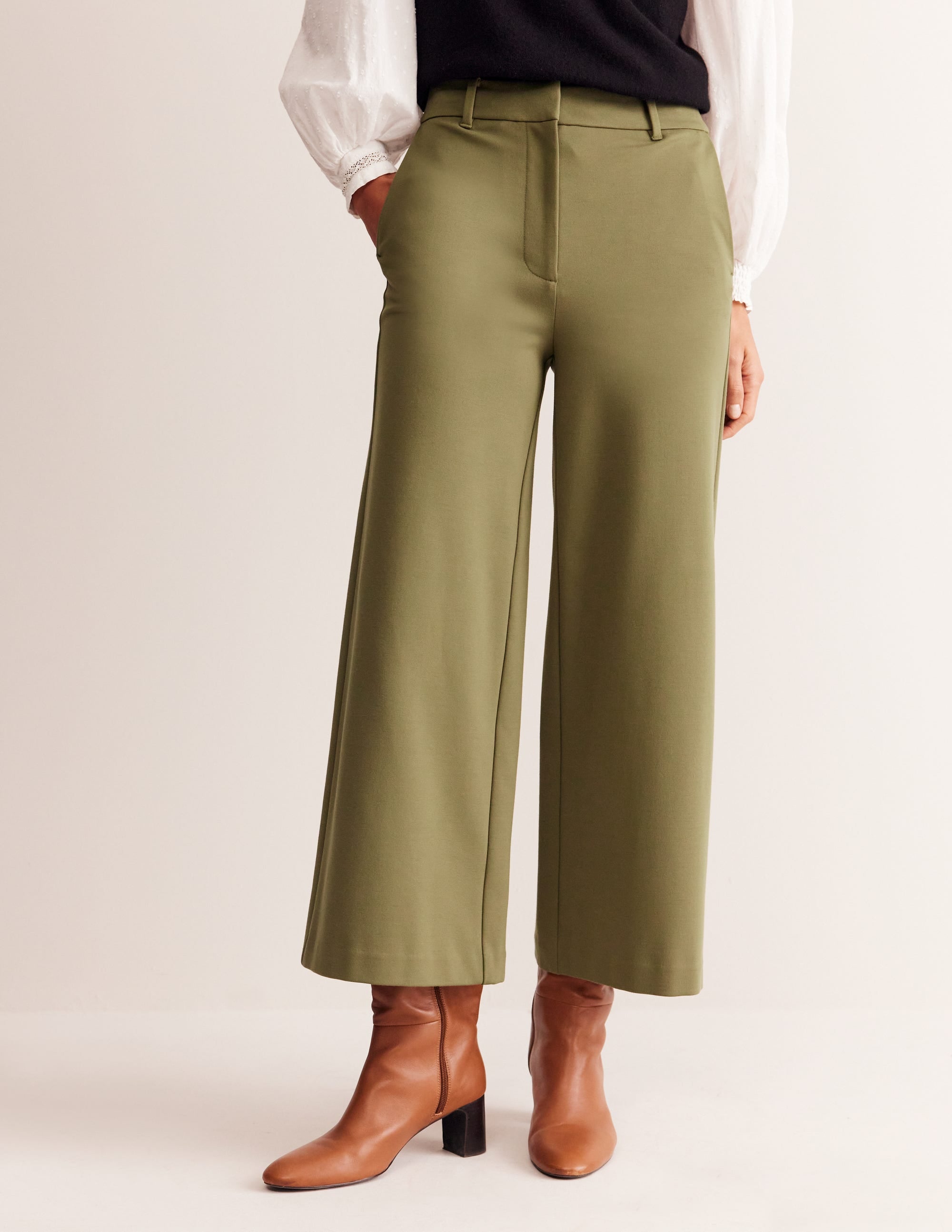 Jupe-culotte large en point de Rome-Mousse hivernale - Image 4