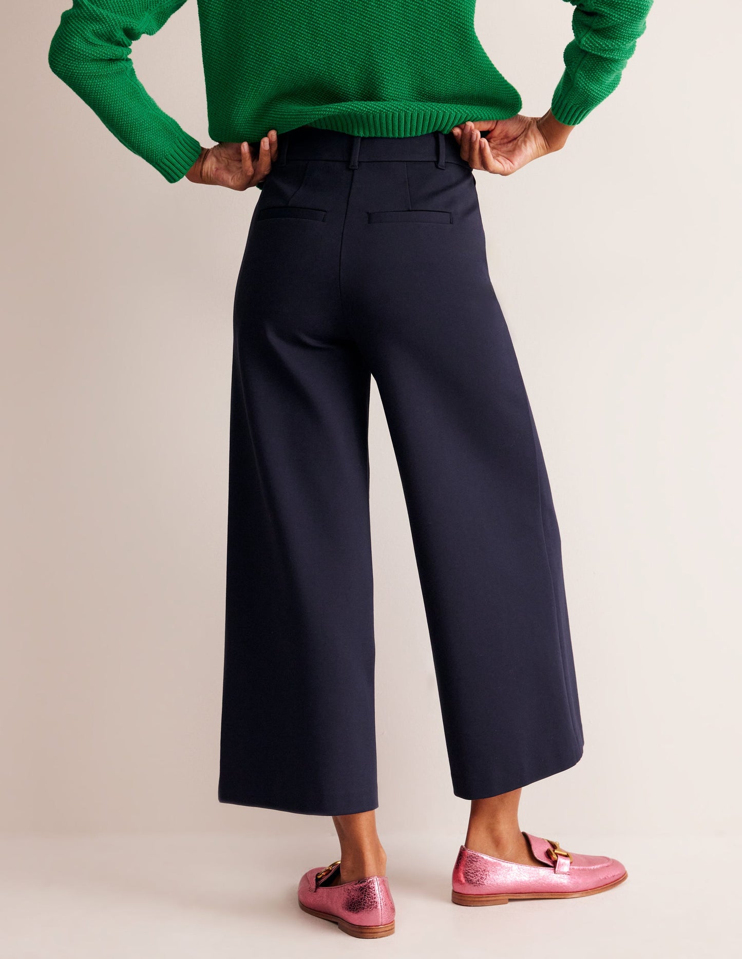 Ponte-Culottes mit weitem Bein-Aqua Marine Marl