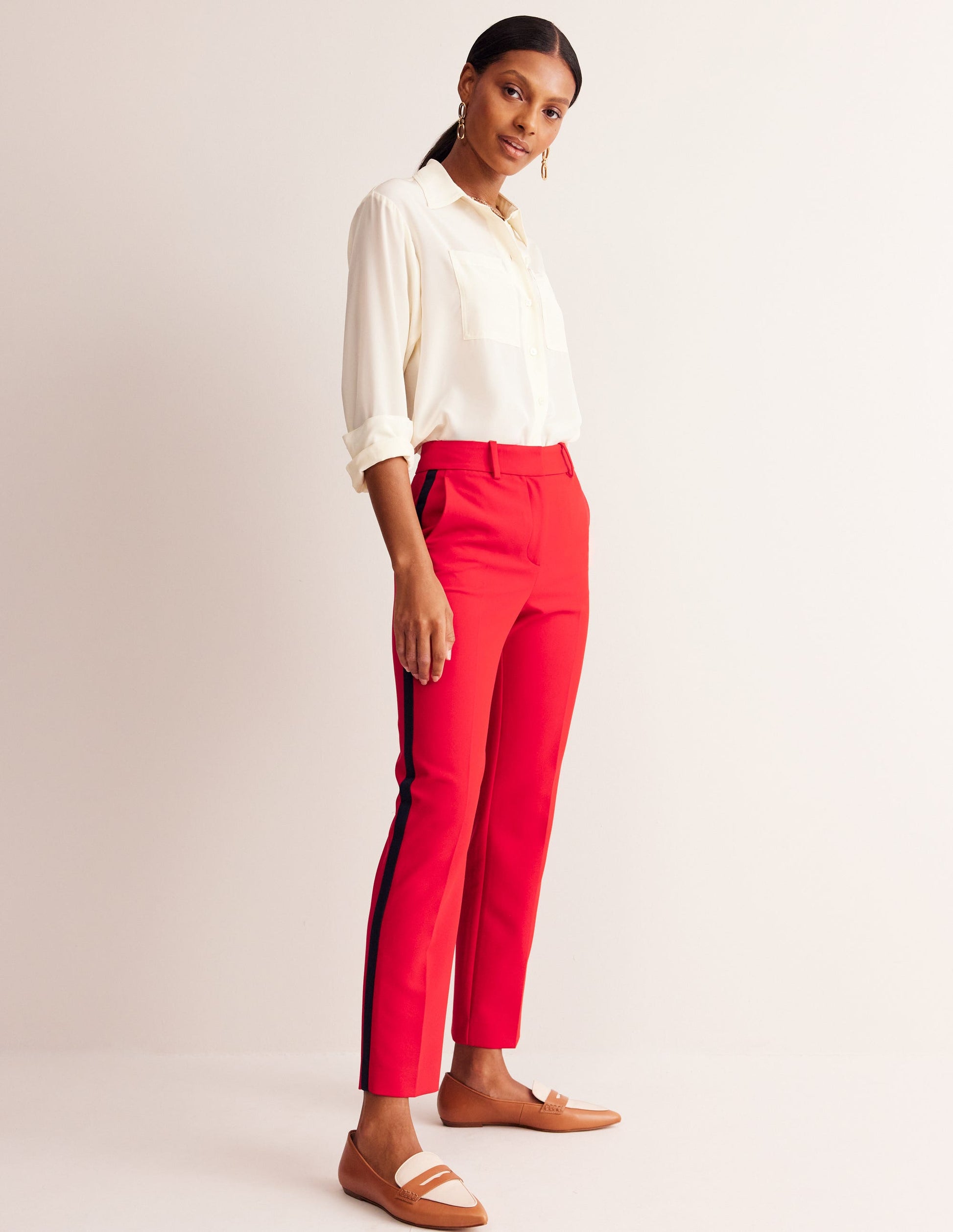 Kew Side Stripe Trousers-Red /Navy Side Stripe-1