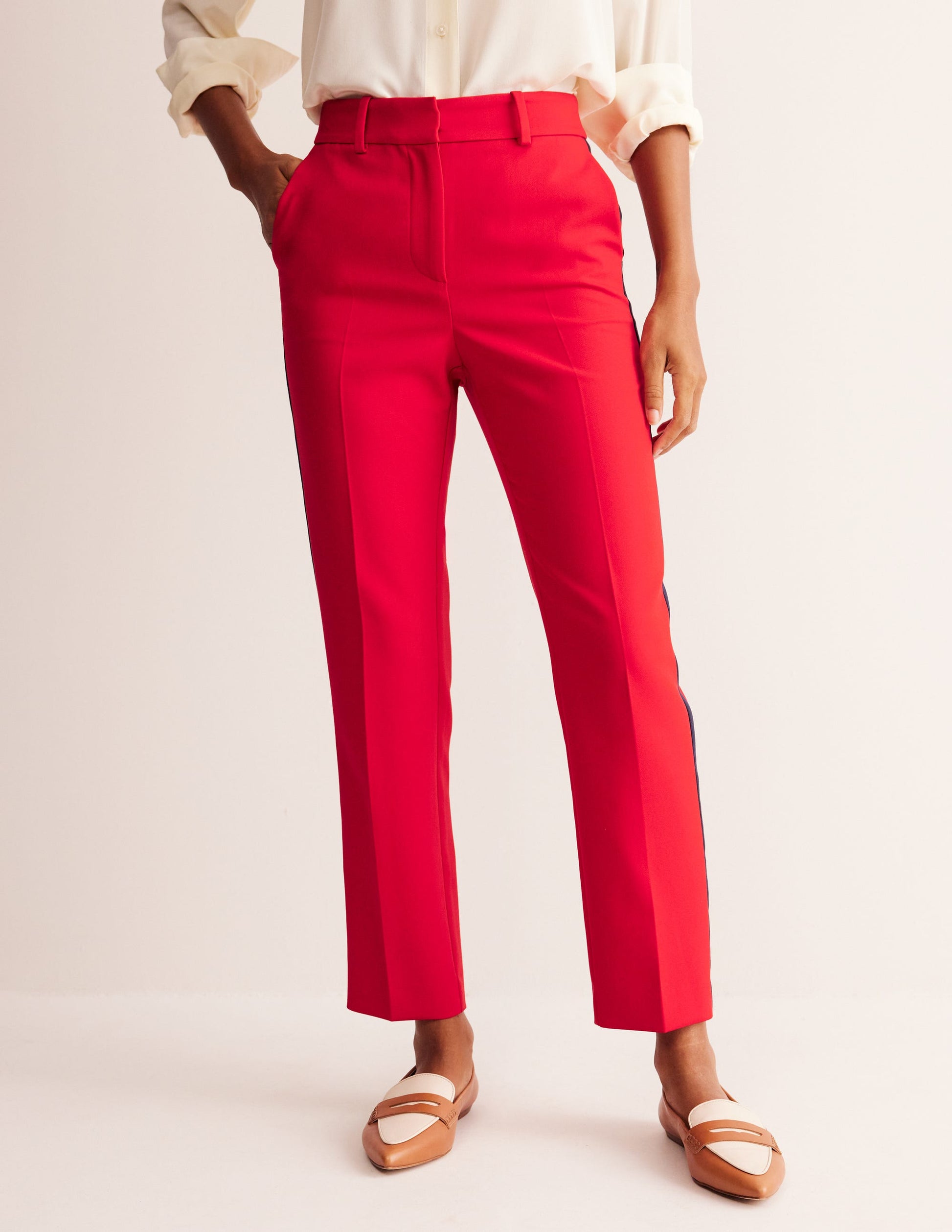 Kew Side Stripe Trousers-Red /Navy Side Stripe-4