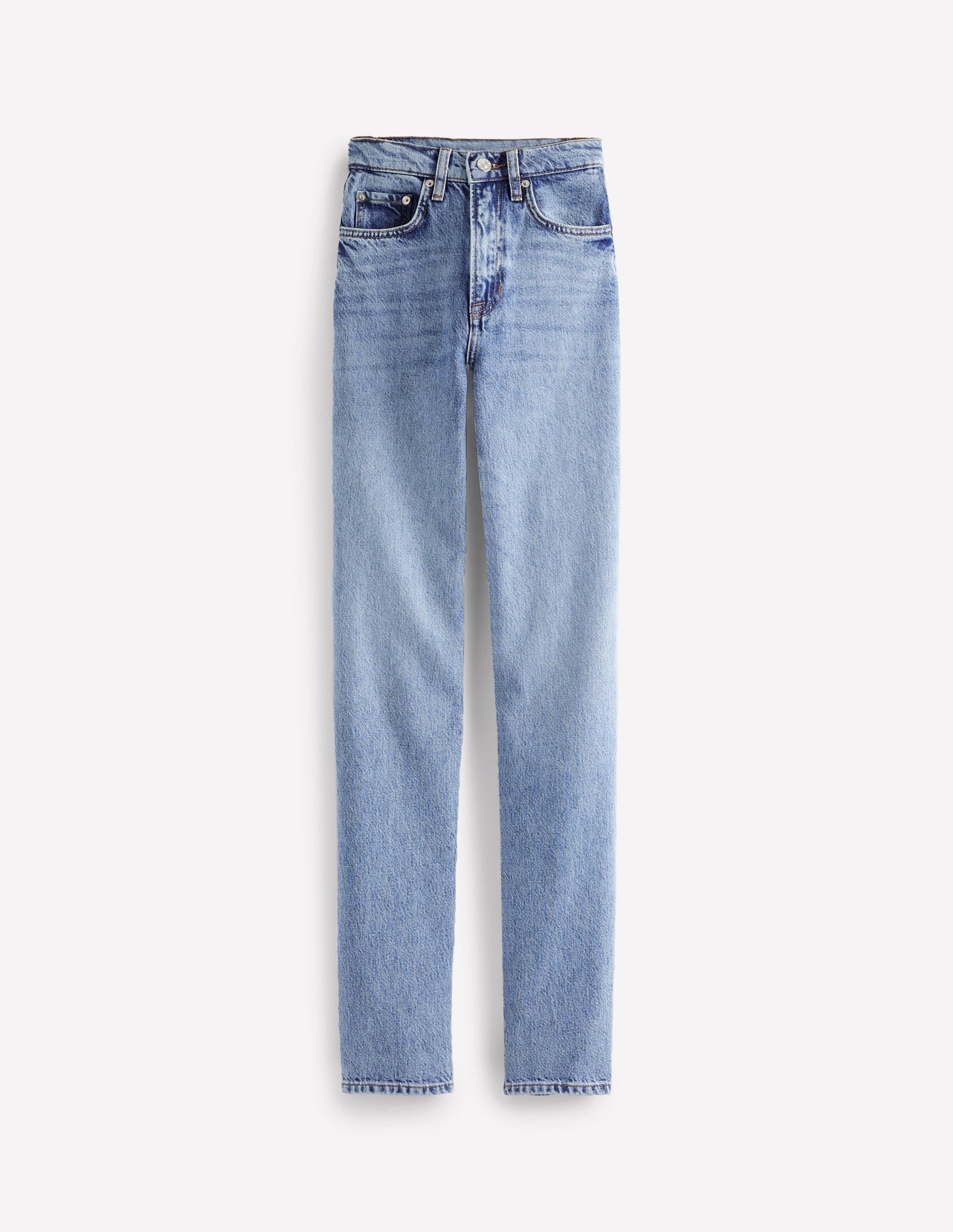 Jeans mit hohem Bund und geradem Bein-Helle Waschung