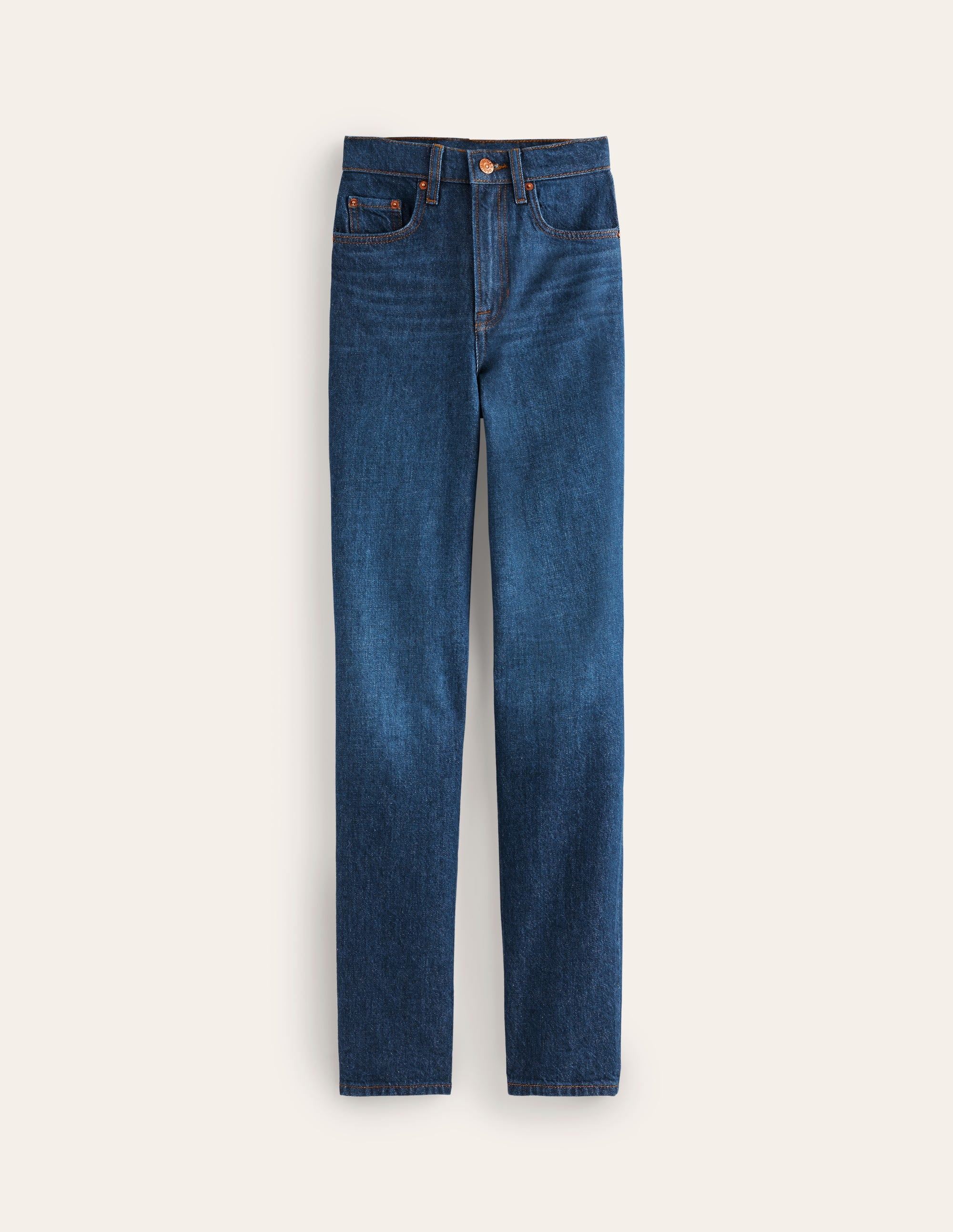 Jeans mit hohem Bund und geradem Bein-Dunkel Denim - Image 2