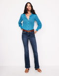 Schmal geschnittene, ausgestellte Jeans mit hohem Bund-Beatnik Red