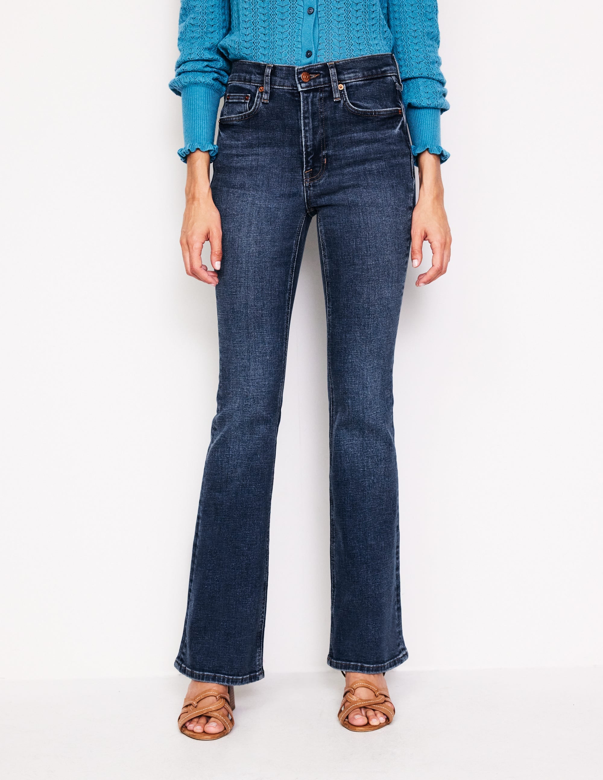 Schmal geschnittene, ausgestellte Jeans mit hohem Bund-Beatnik Red - Image 4