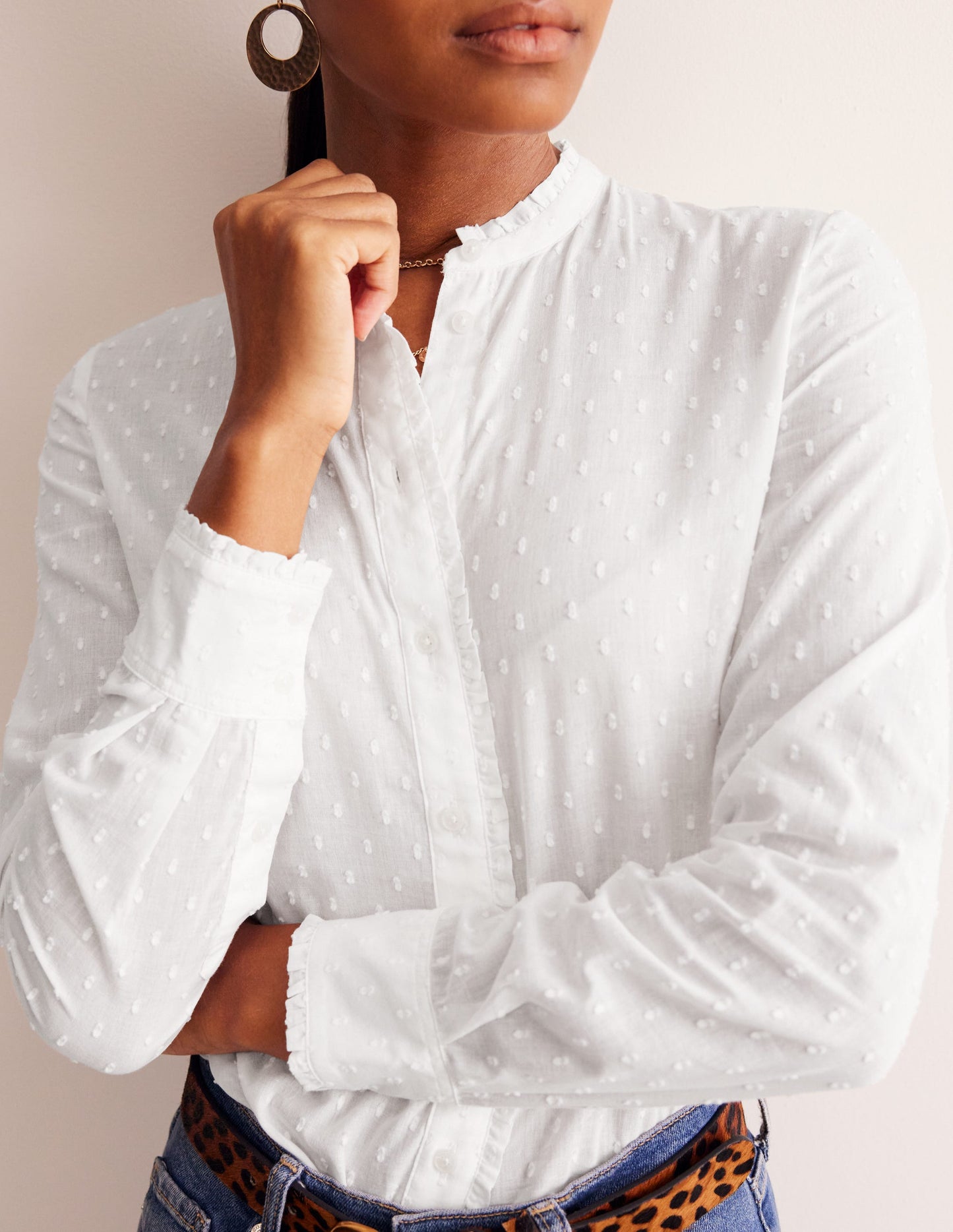 Chemise Phoebe en coton-Dobby blanc