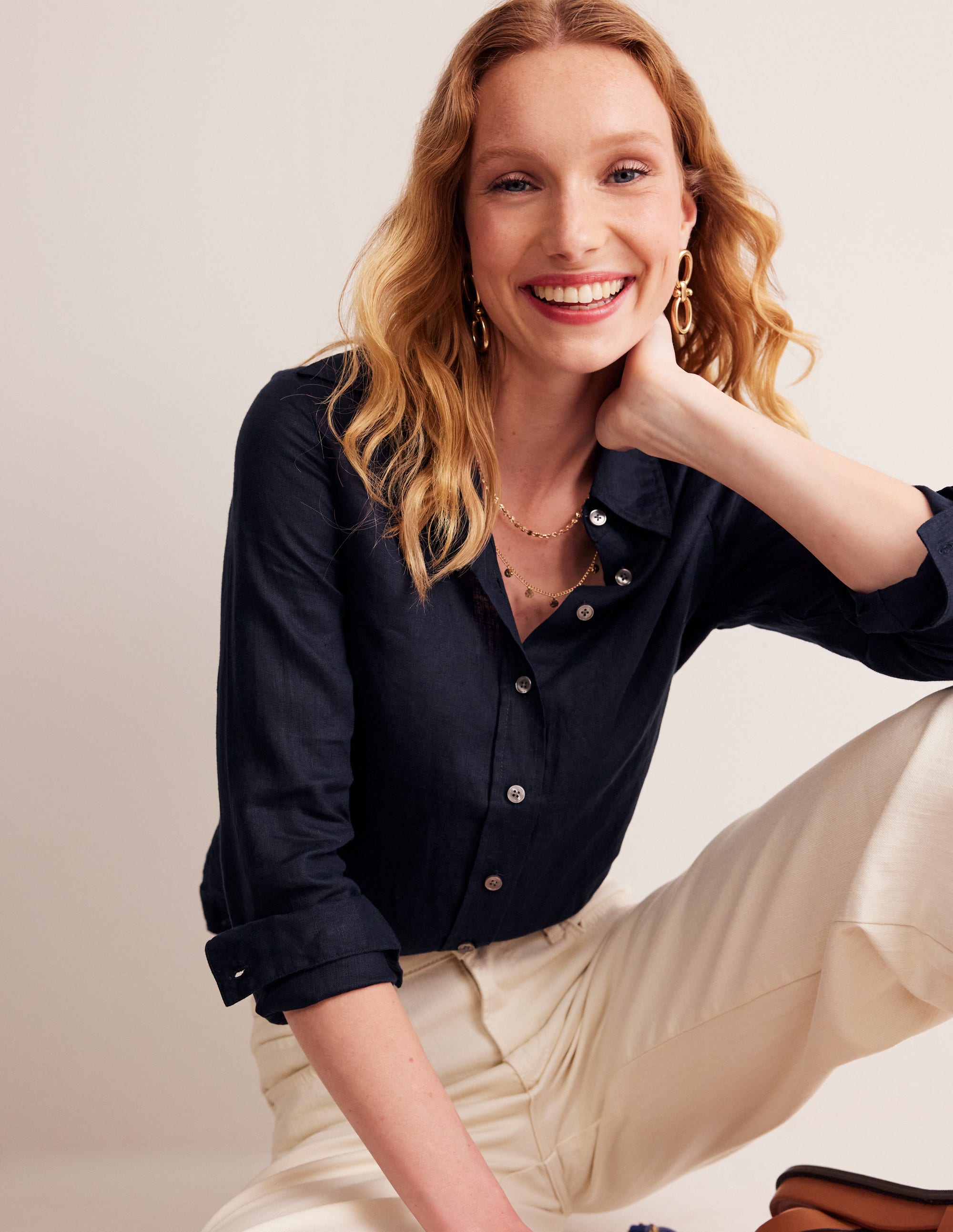 Chemise Sienna en lin-Bleu marine - Image 1