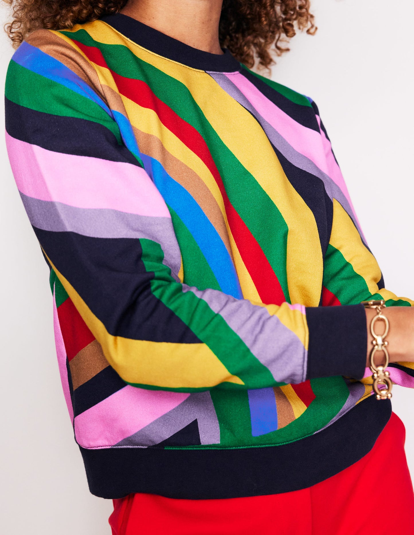 Hannah Printed Sweatshirt-Multi, Abstract Rainbow