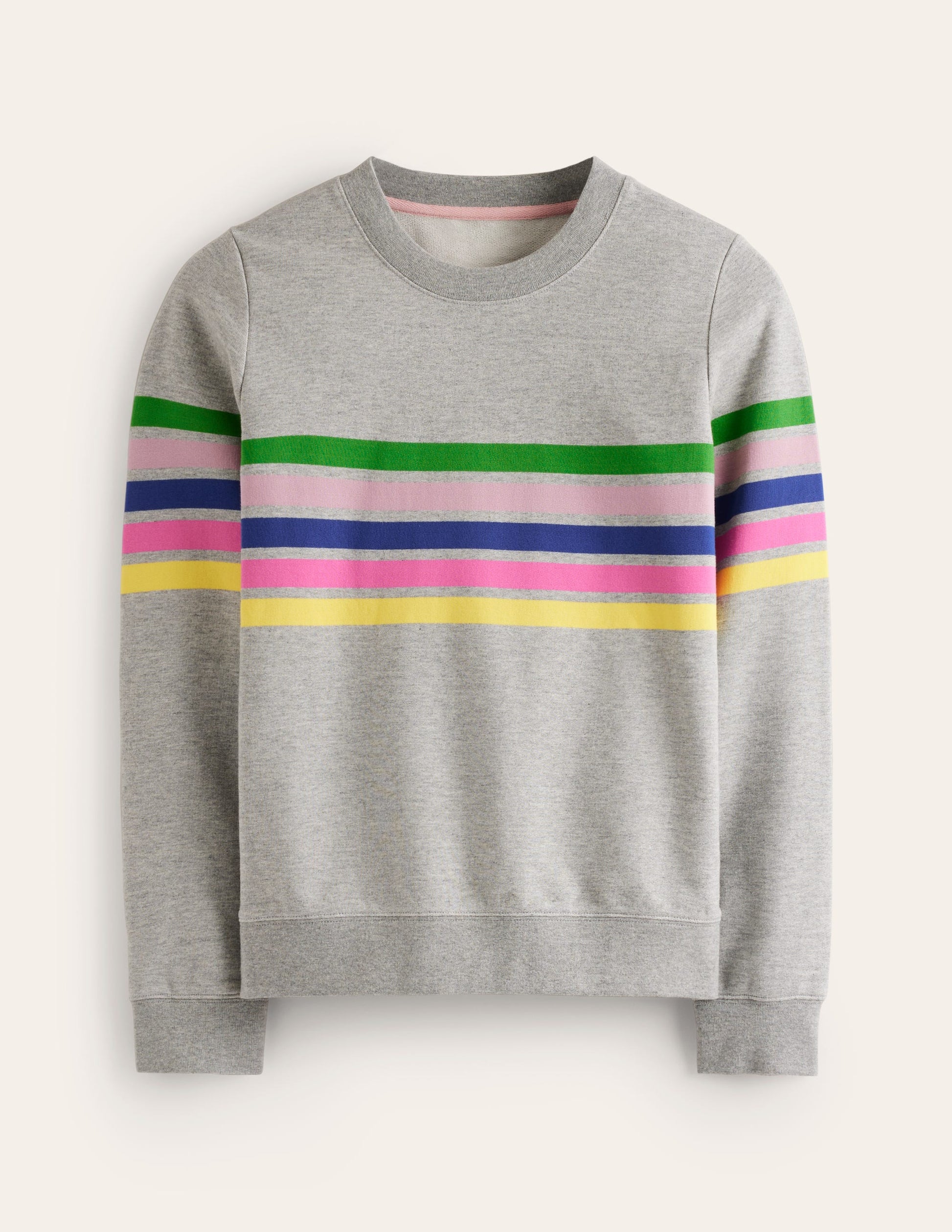 Hannah Sweatshirt mit Print-Grau, Bunte Streifen-5