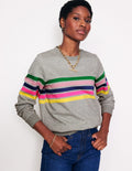 Hannah Sweatshirt mit Print-Grau, Bunte Streifen