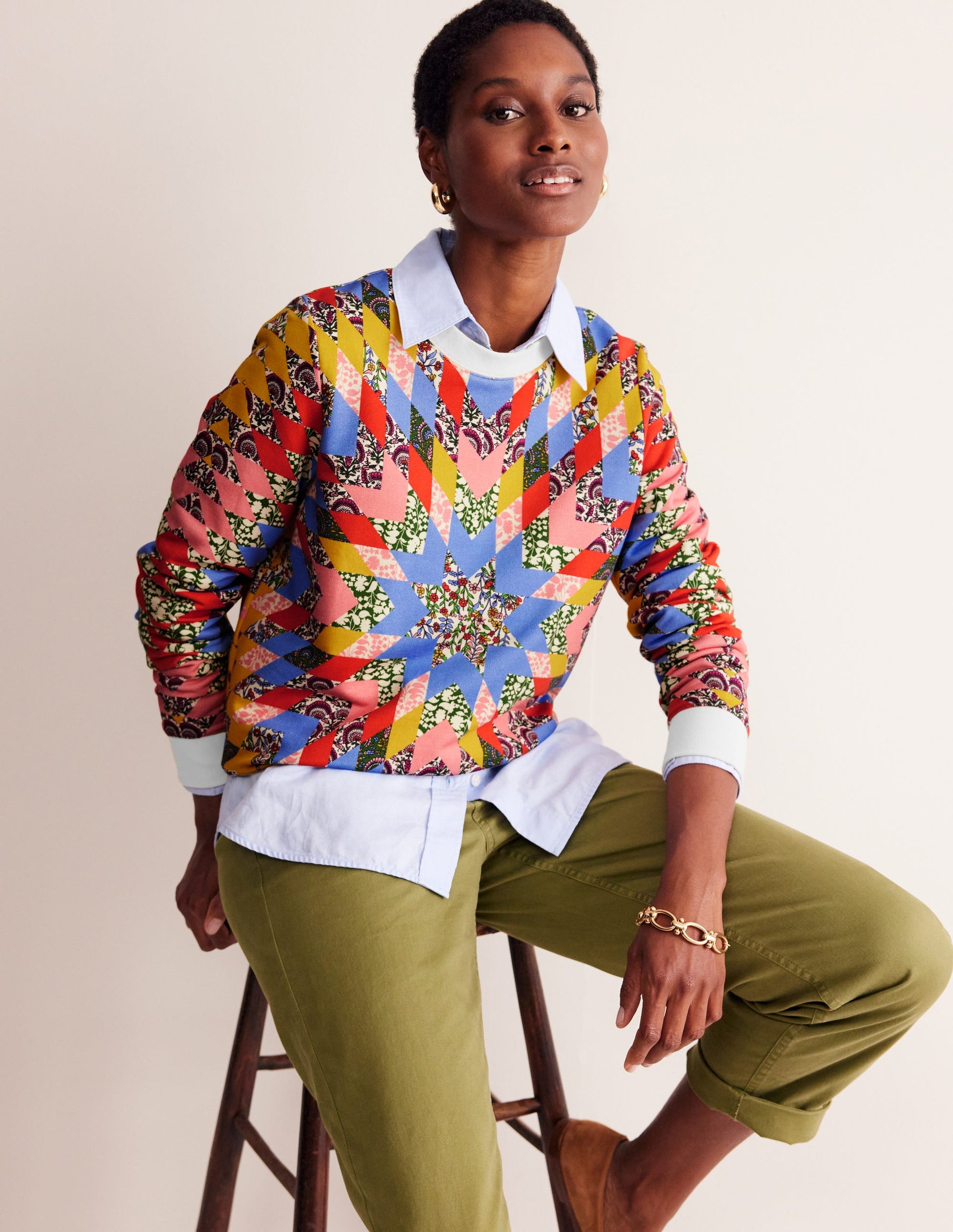 Hannah Sweatshirt mit Print-Bunt, Patchwork Blumenmuster-1