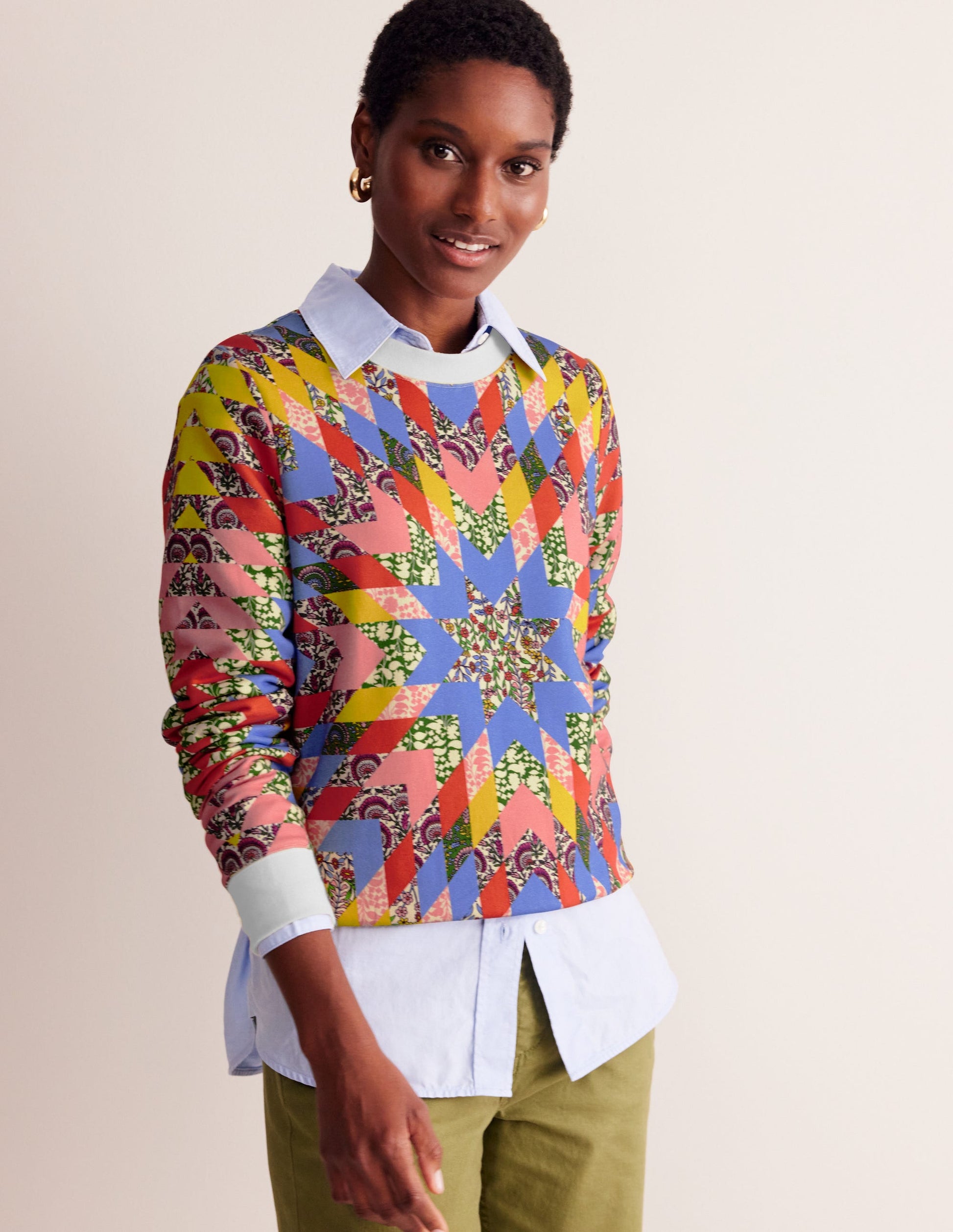 Hannah Sweatshirt mit Print-Bunt, Patchwork Blumenmuster-4