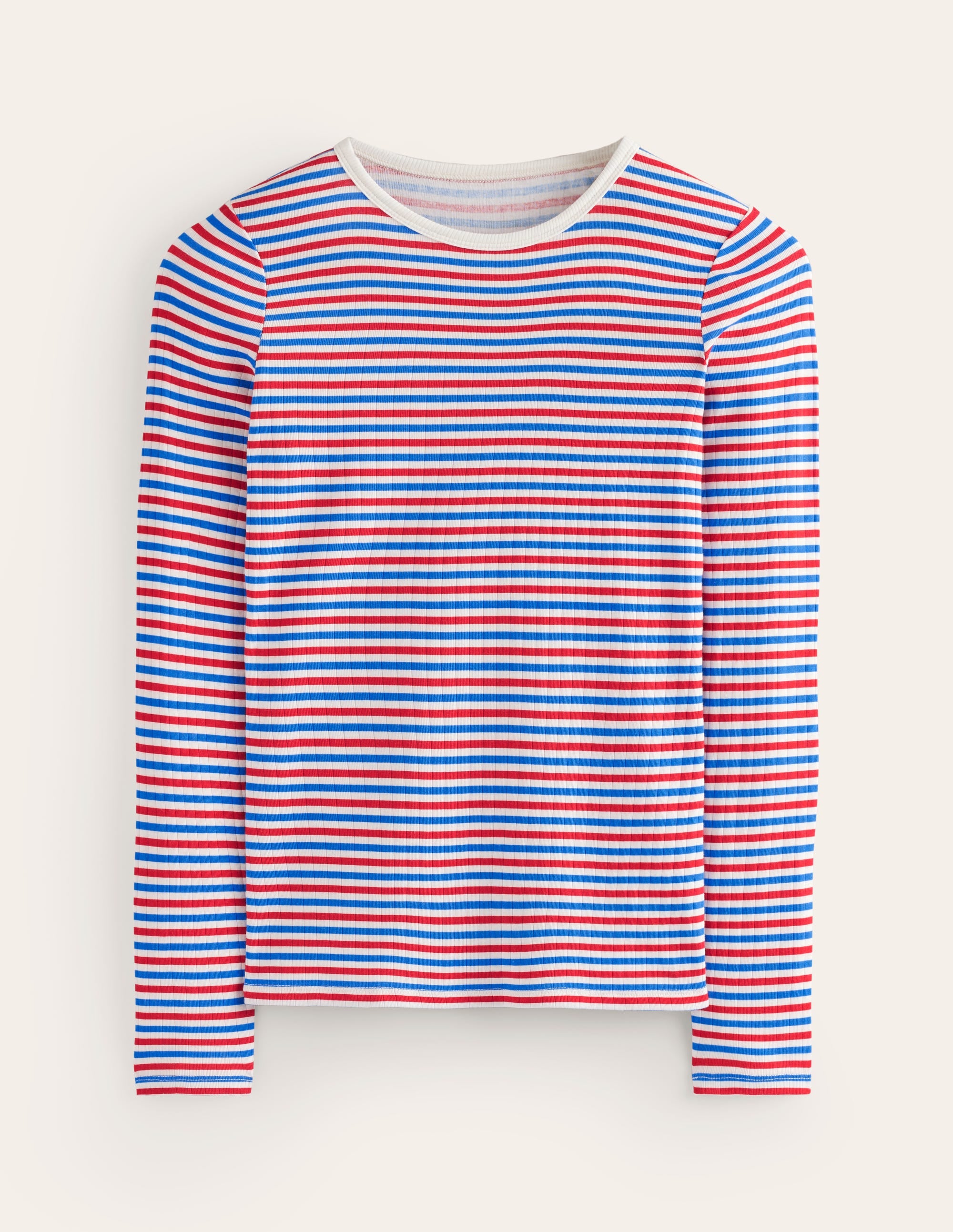 Anna Langarm-T-Shirt aus Rippstrick-Rot und Directoire-Blau - Image 6