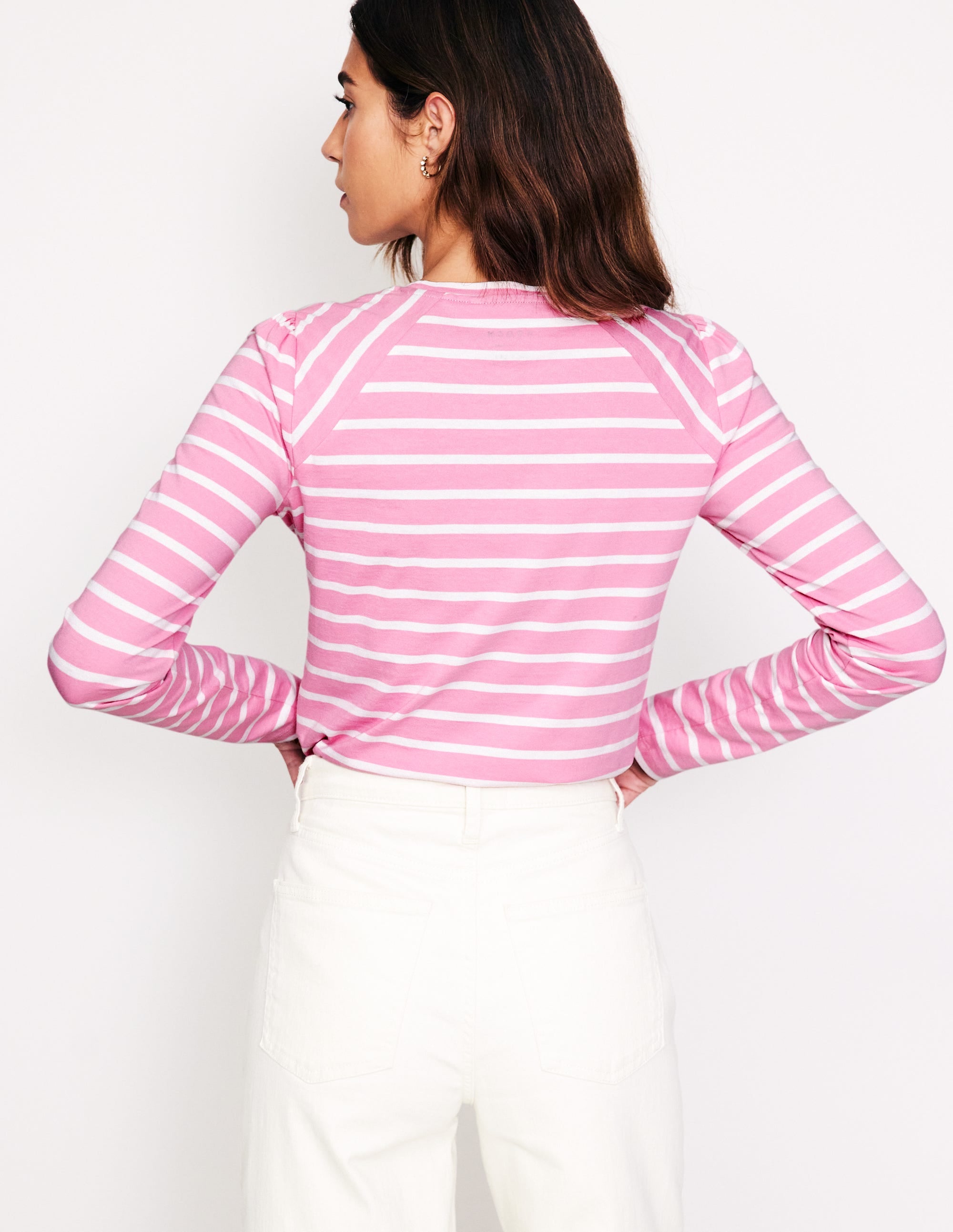 Top Arabella rayé en jersey-Rose, rayé ivoire - Image 4
