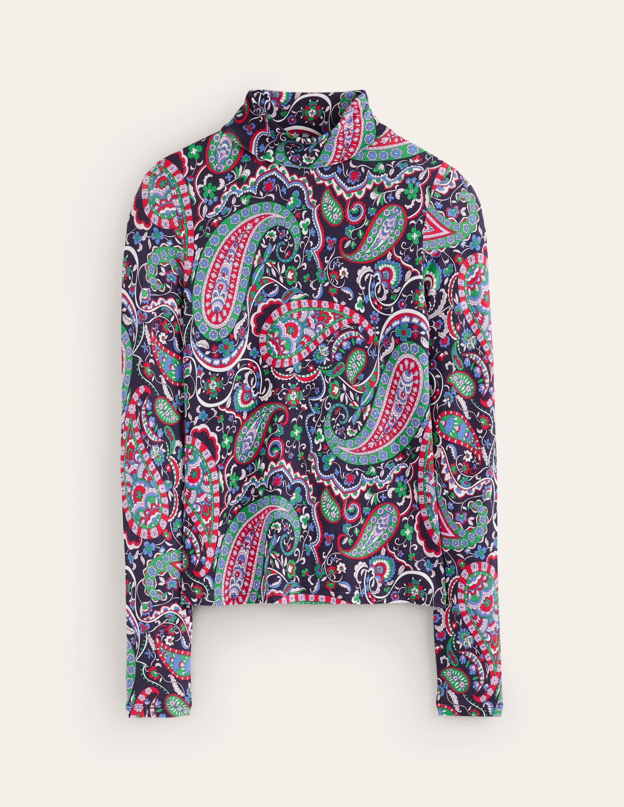 Polly Jersey-Oberteil-Marineblau, Paisley Paradies - Image 5
