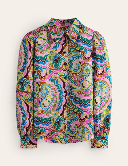 Hammered Satin Shirt-Multi, Paisley Pome