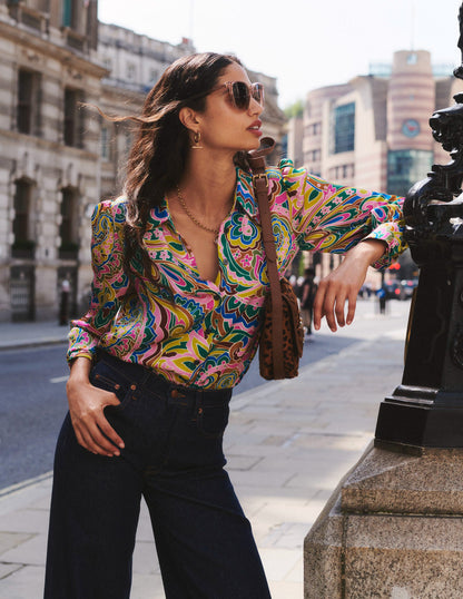 Hammered Satin Shirt-Multi, Paisley Pome